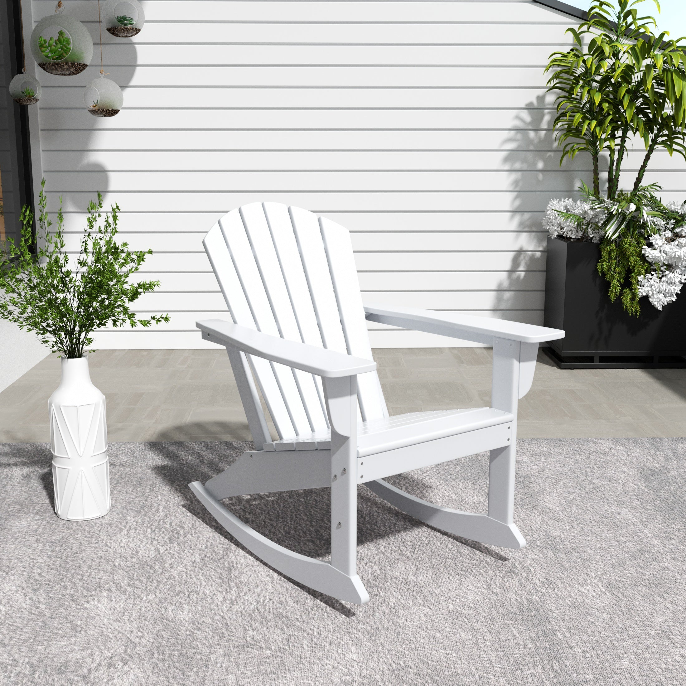 Portside Dylan Outdoor Patio Poly Plastic Adirondack Rocking Chair