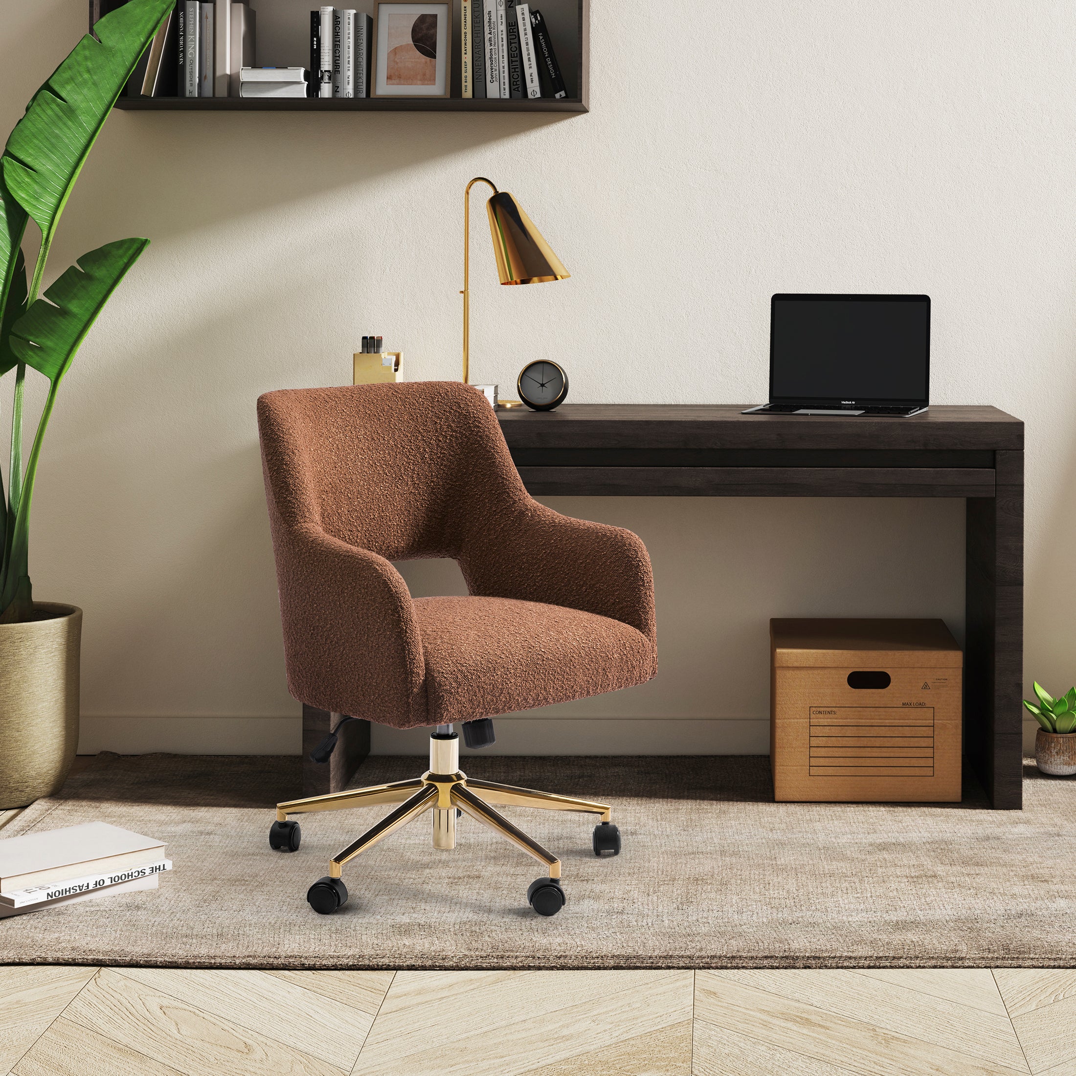 Amélie Modern Adjustable Height and Swivel Vanity Chair with Wheels