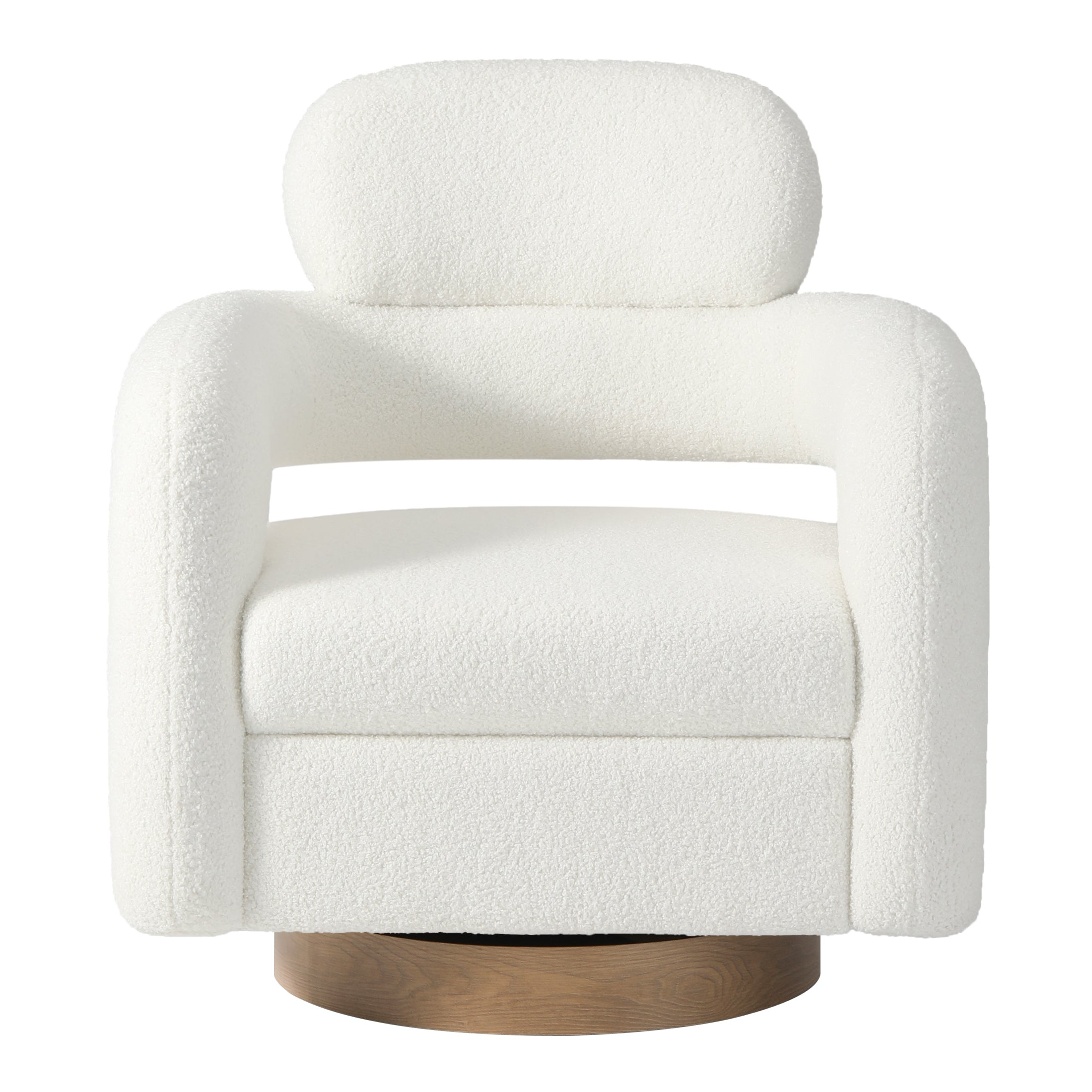 Celine Mid-Century Modern Round Sherpa Swivel Barrel Accent Chair