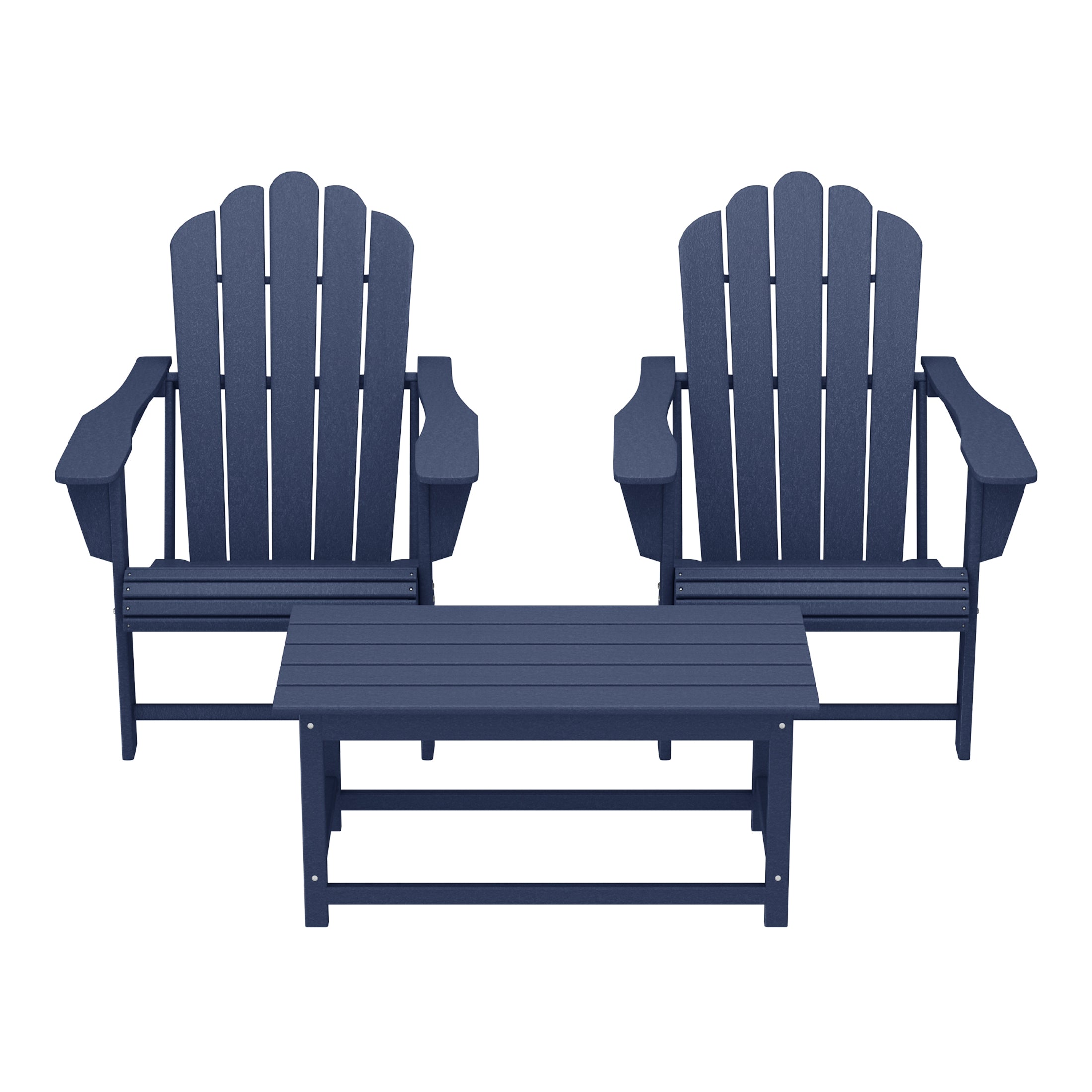 Lakeview 3-Piece Adirondack Chairs with Cup Holders and Coffee Table Set