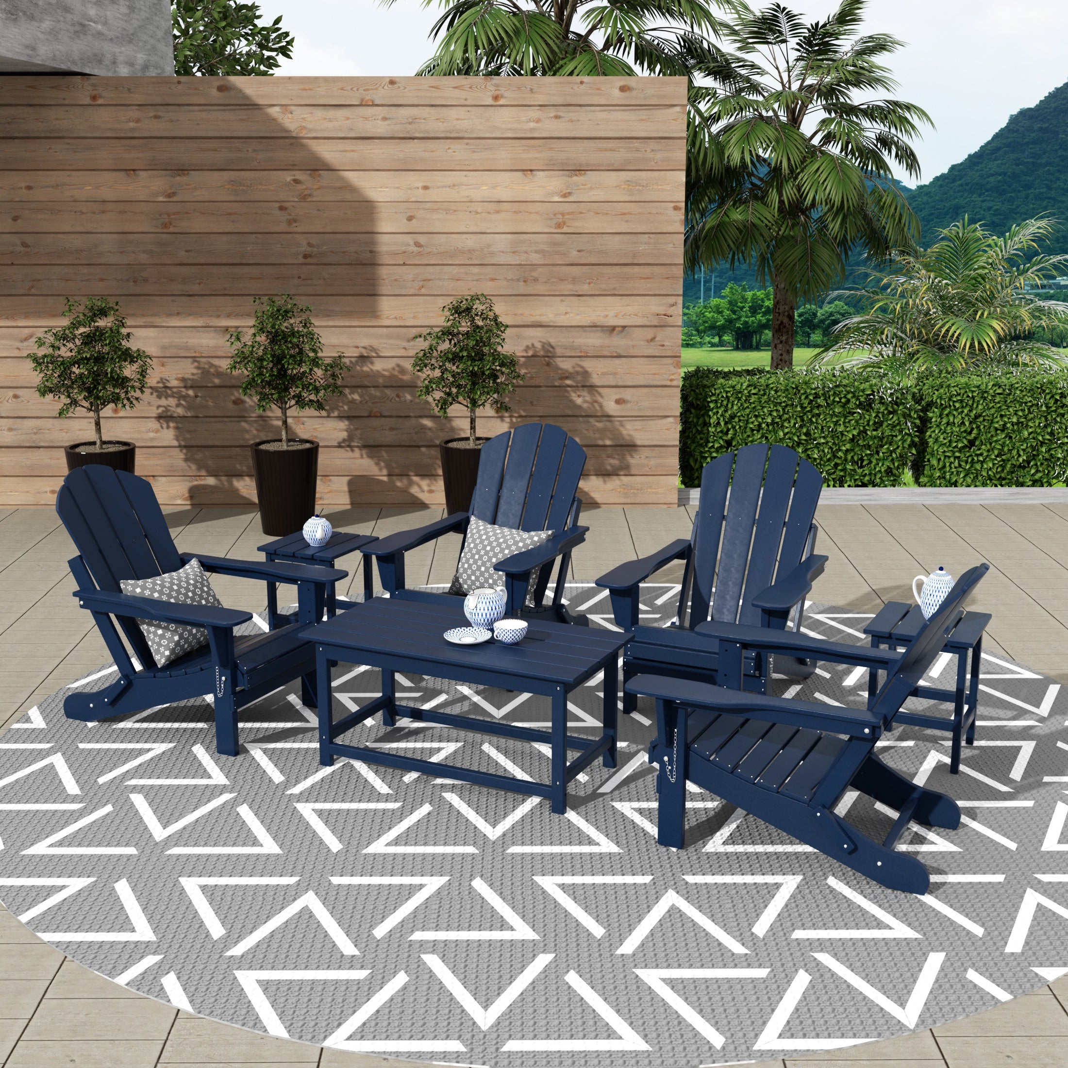 Paradise Westintrends 7-Piece set Outdoor / Patio Adirondack chairs with a Coffee and tWestintrends side tables ( 4 seater )