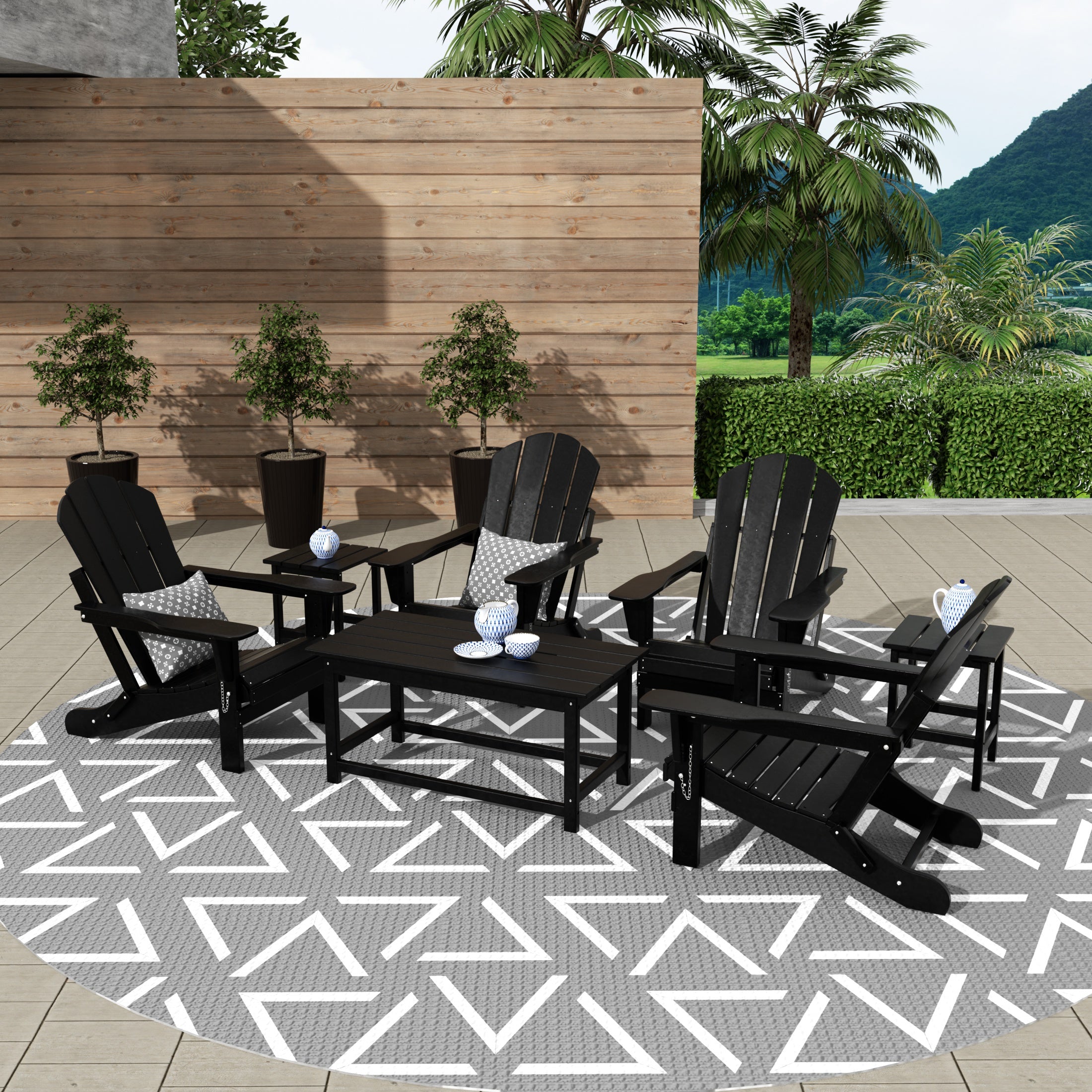 Paradise Westintrends 7-Piece set Outdoor / Patio Adirondack chairs with a Coffee and tWestintrends side tables ( 4 seater )