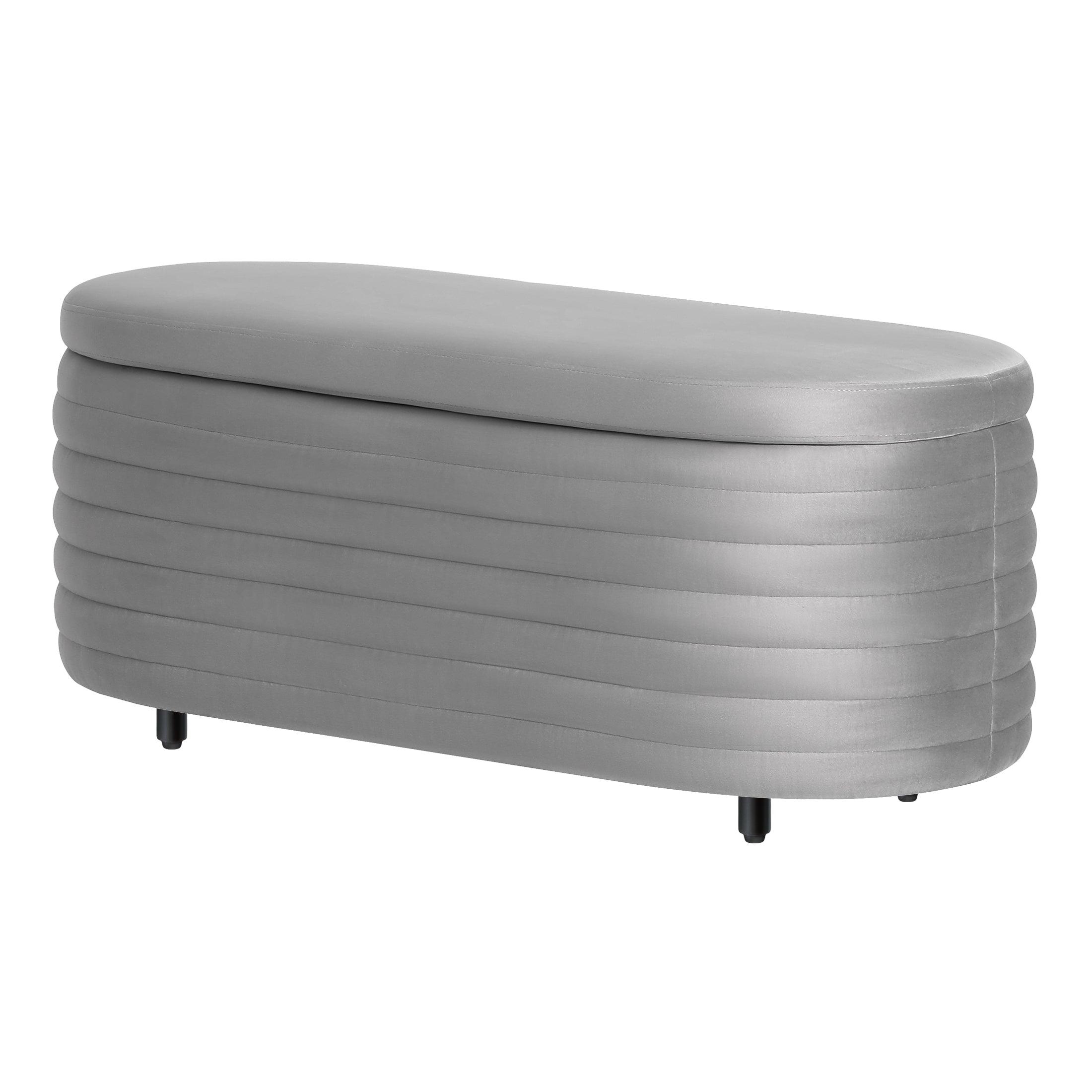 Alaia 42.5" Wide Mid-Century Modern Upholstered Velvet Oval Storage Ottoman Bench - Costaelm