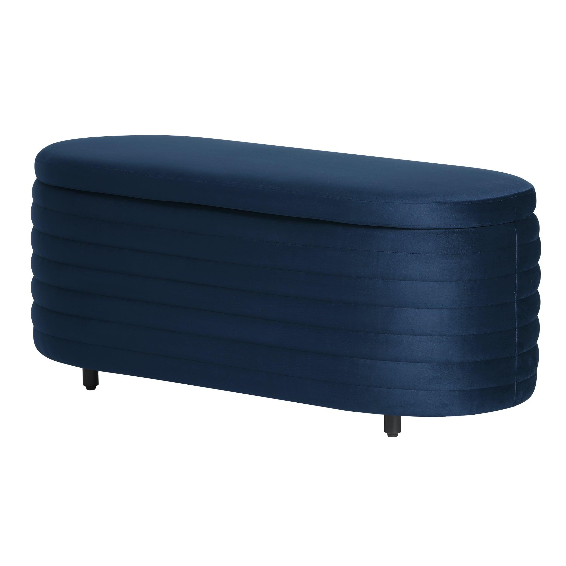 Alaia 42.5" Wide Mid-Century Modern Upholstered Velvet Oval Storage Ottoman Bench - Costaelm