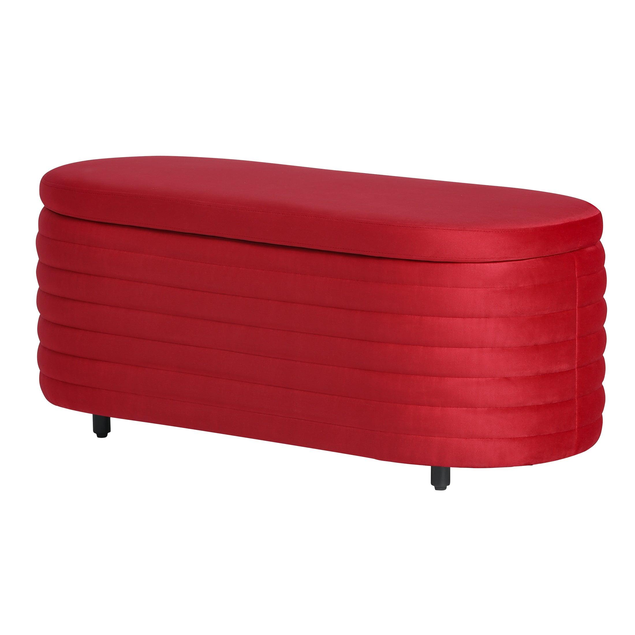 Alaia 42.5" Wide Mid-Century Modern Upholstered Velvet Oval Storage Ottoman Bench - Costaelm