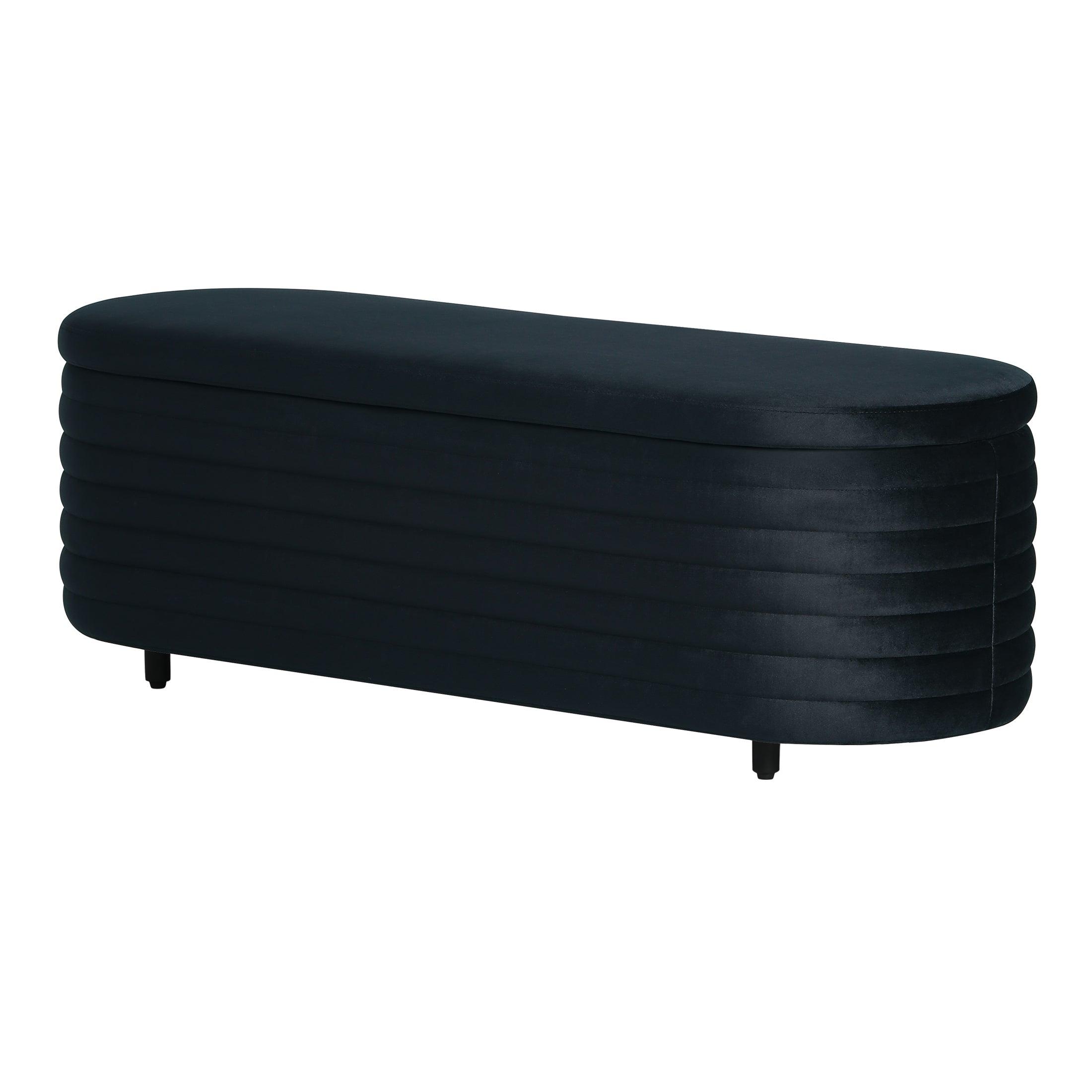 Alaia 54" Wide Mid-Century Modern Upholstered Velvet Oval Storage Ottoman Bench - Costaelm