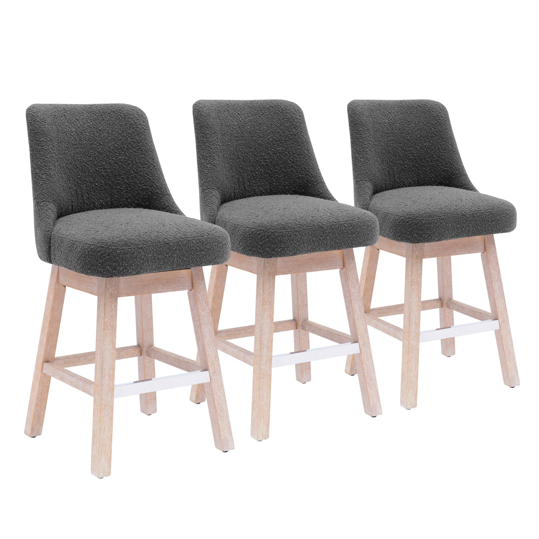 Amélie 26" Upholstered Swivel Counter Height Bar Stools (Set of 3) - Costaelm