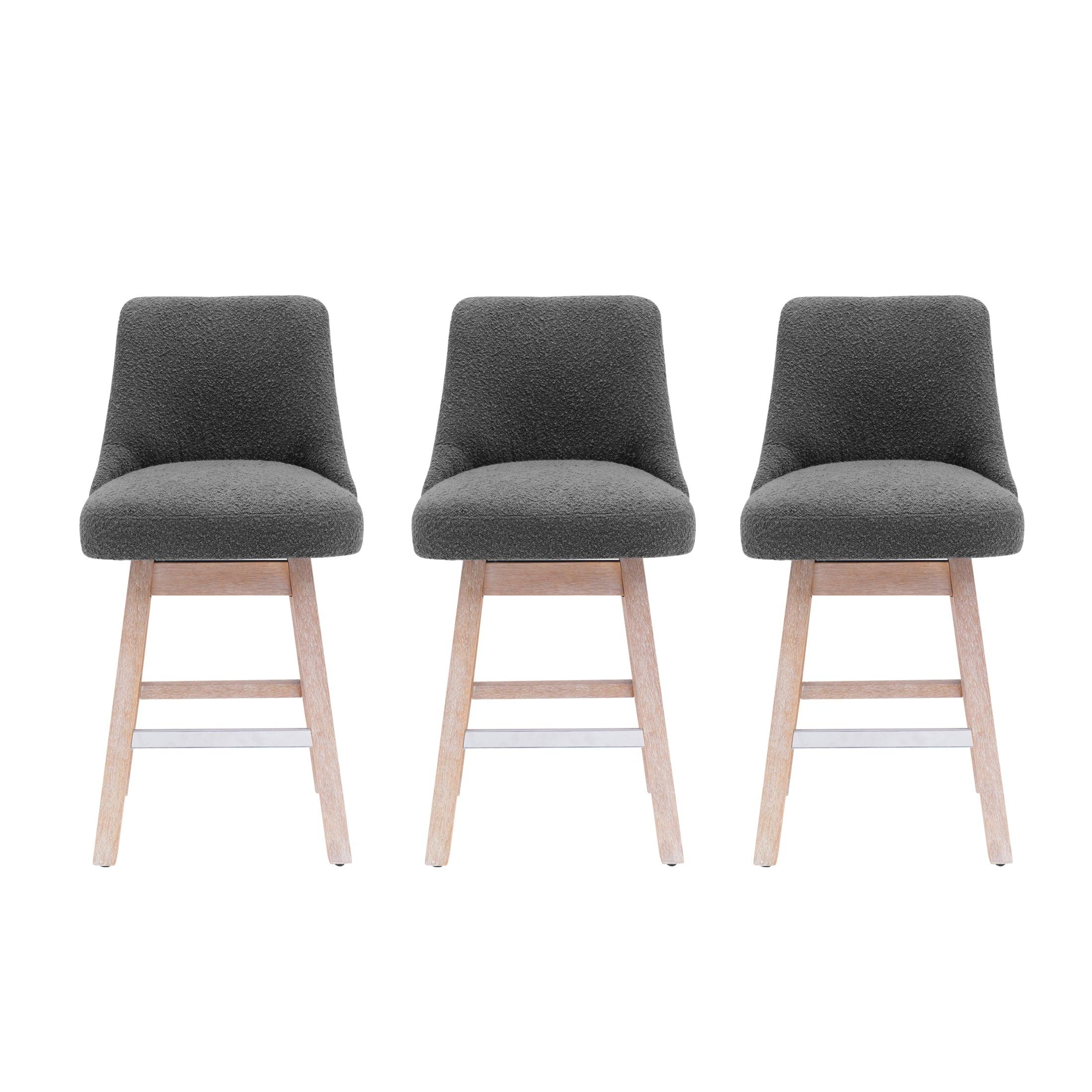 Amélie 26" Upholstered Swivel Counter Height Bar Stools (Set of 3) - Costaelm