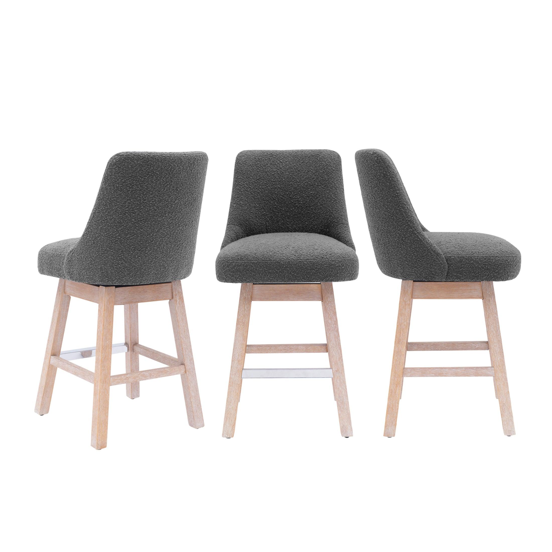 Amélie 26" Upholstered Swivel Counter Height Bar Stools (Set of 3) - Costaelm