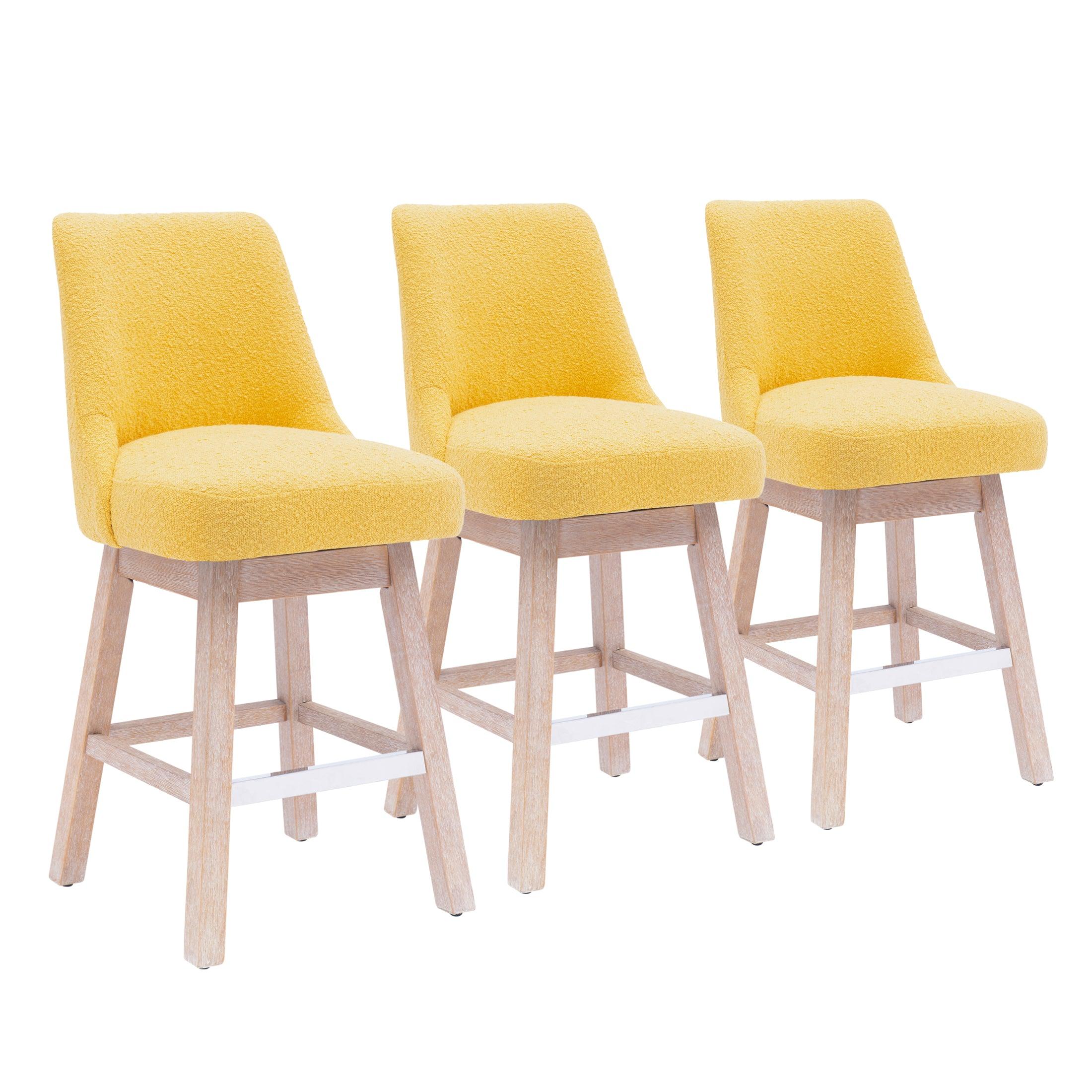 Amélie 26" Upholstered Swivel Counter Height Bar Stools (Set of 3) - Costaelm