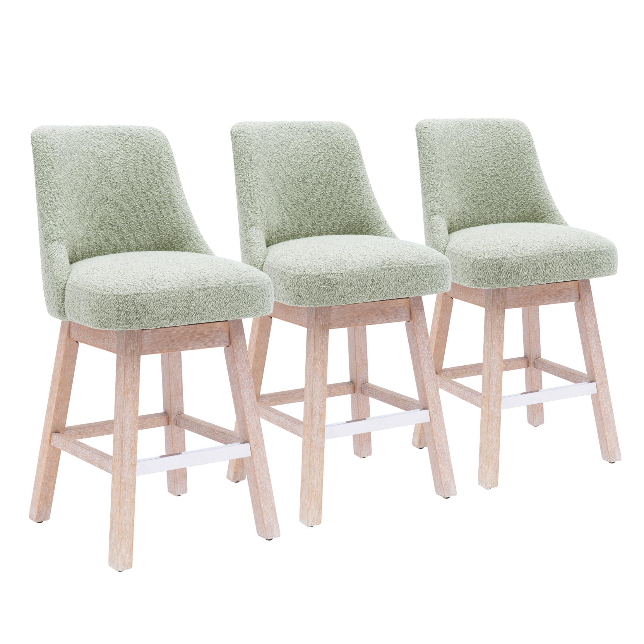 Amélie 26" Upholstered Swivel Counter Height Bar Stools (Set of 3) - Costaelm