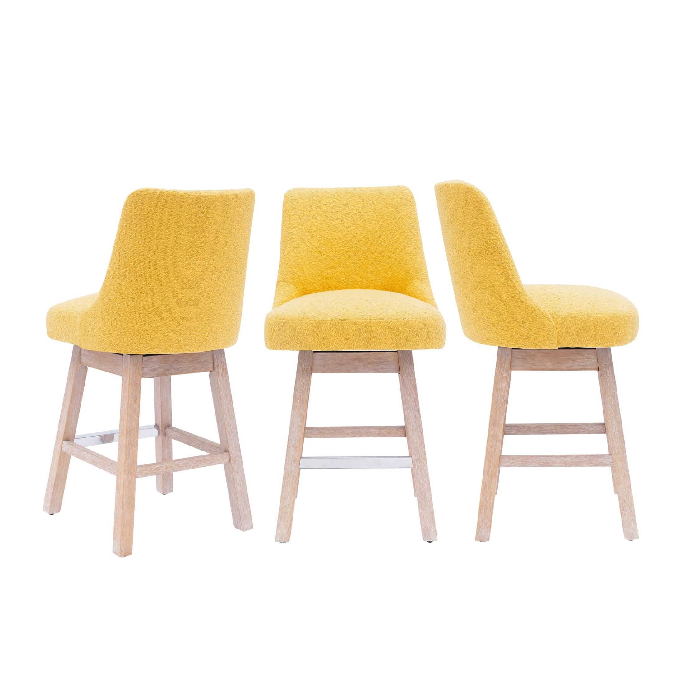 Amélie 26" Upholstered Swivel Counter Height Bar Stools (Set of 3) - Costaelm