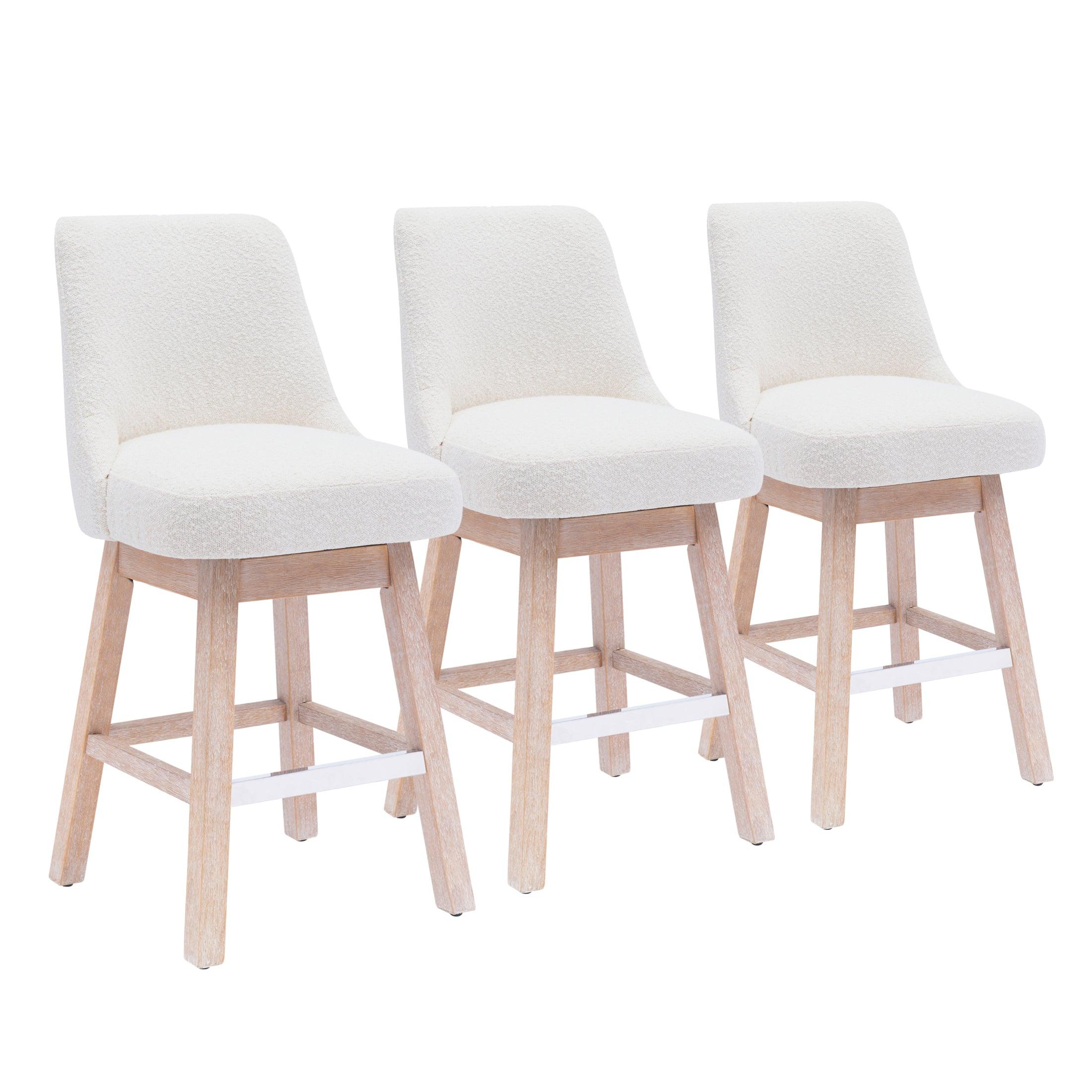 Amélie 26" Upholstered Swivel Counter Height Bar Stools (Set of 3) - Costaelm