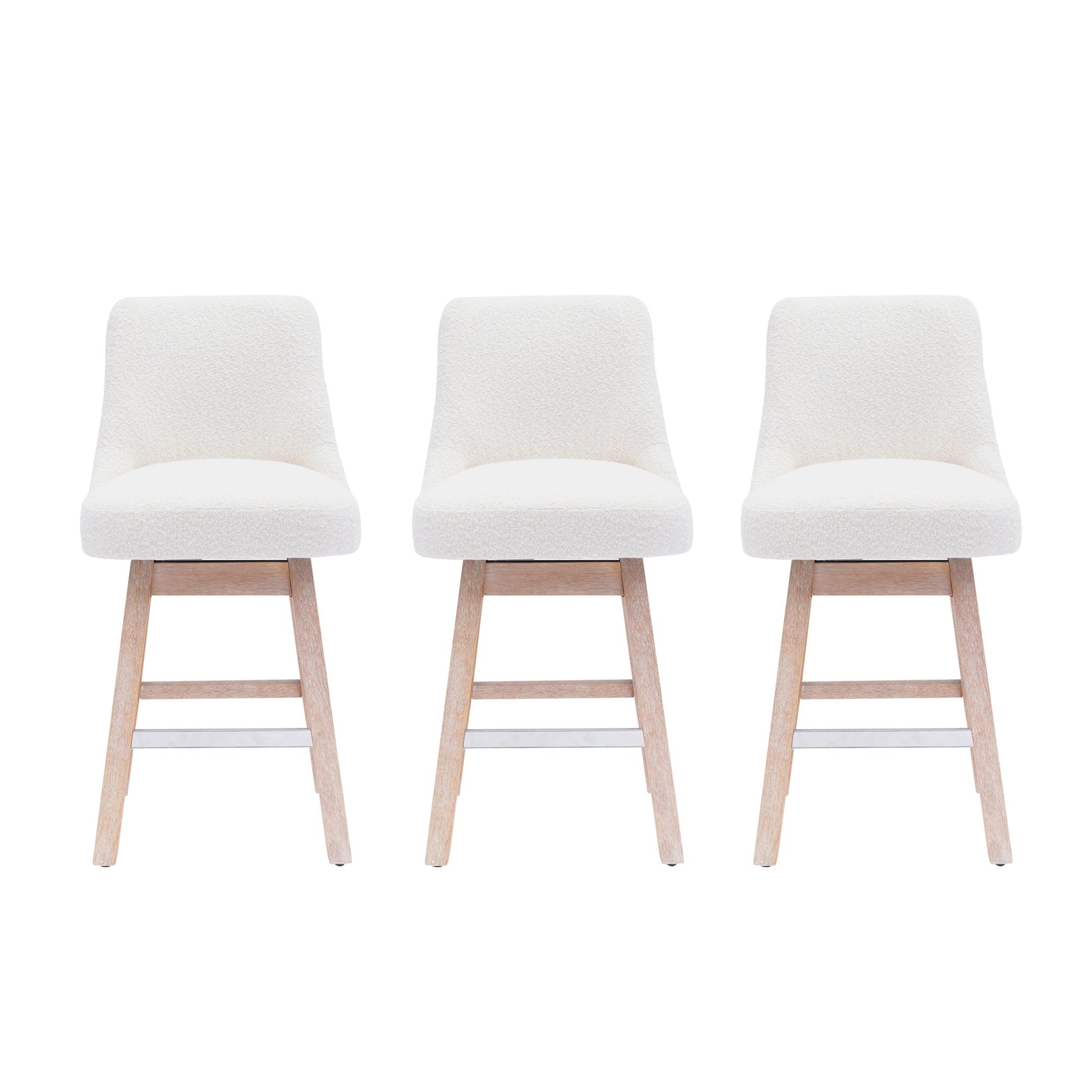 Amélie 26" Upholstered Swivel Counter Height Bar Stools (Set of 3) - Costaelm