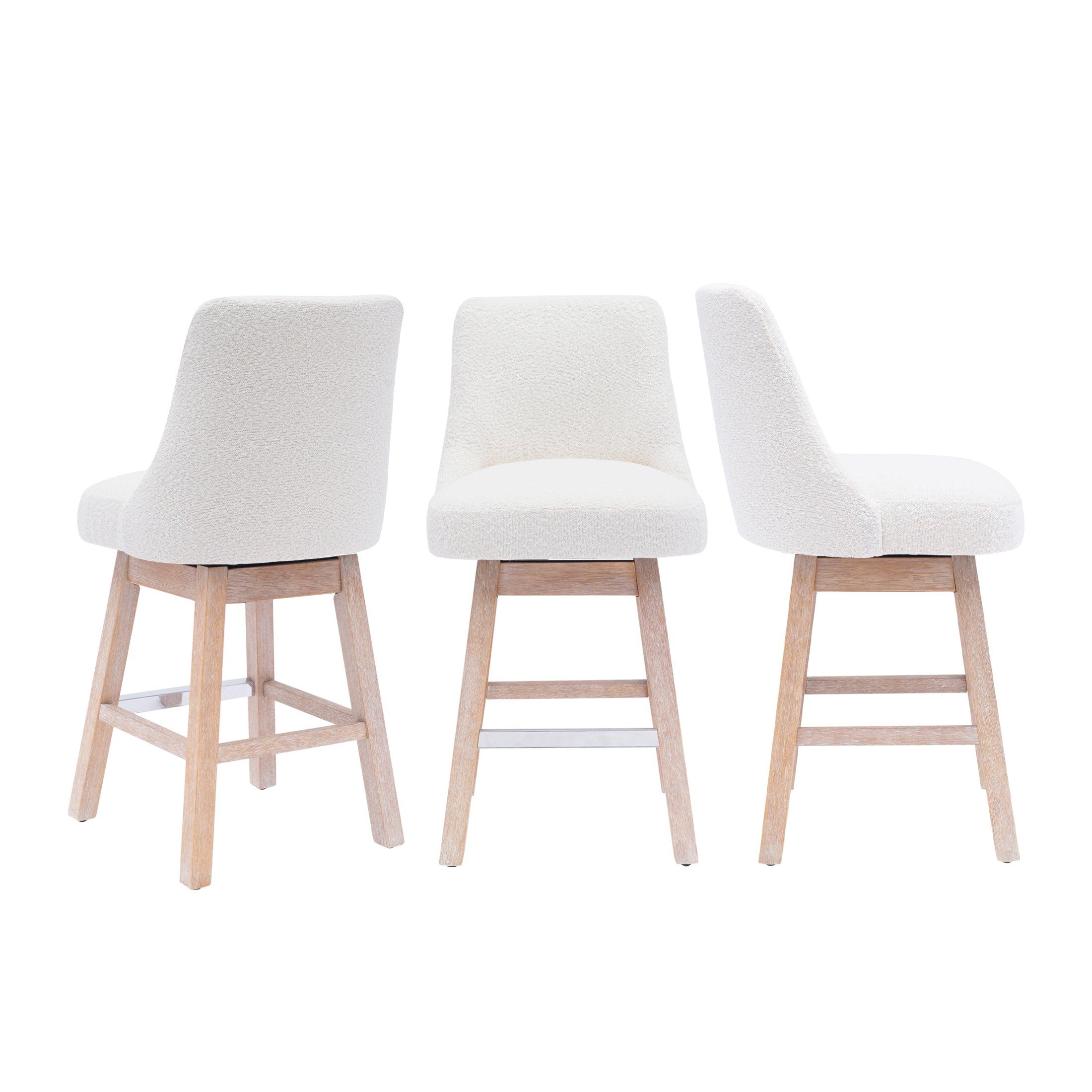 Amélie 26" Upholstered Swivel Counter Height Bar Stools (Set of 3) - Costaelm