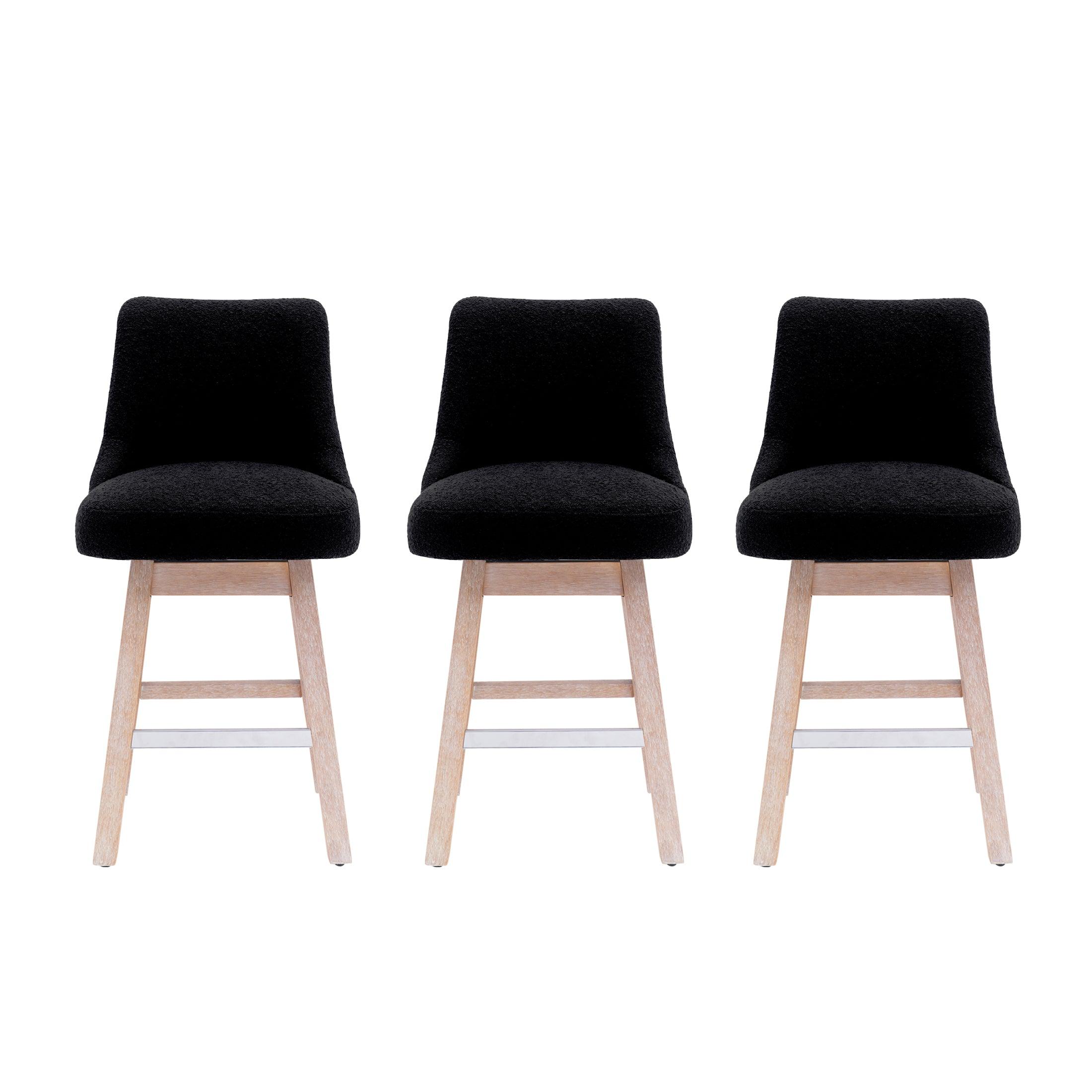 Amélie 26" Upholstered Swivel Counter Height Bar Stools (Set of 3) - Costaelm