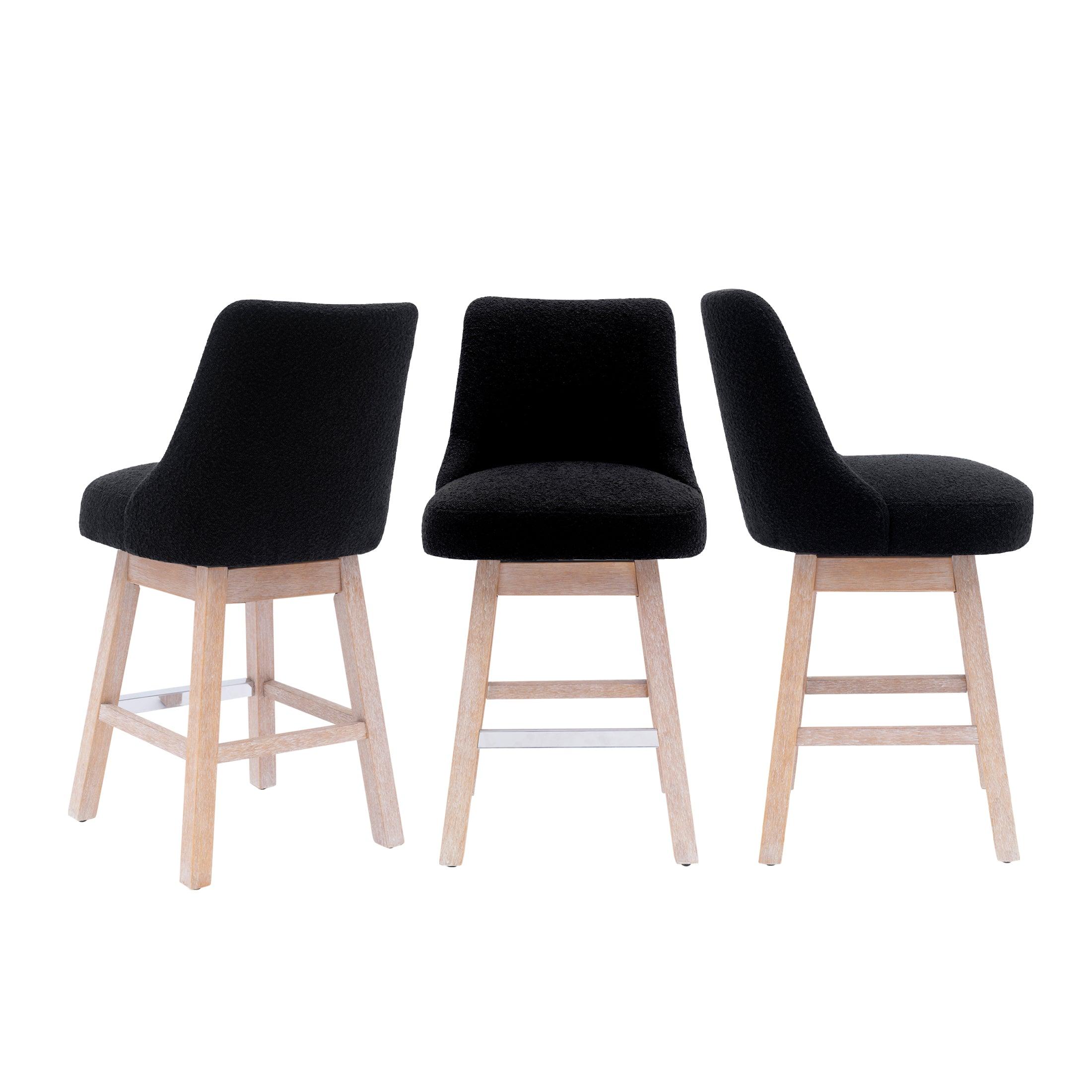 Amélie 26" Upholstered Swivel Counter Height Bar Stools (Set of 3) - Costaelm