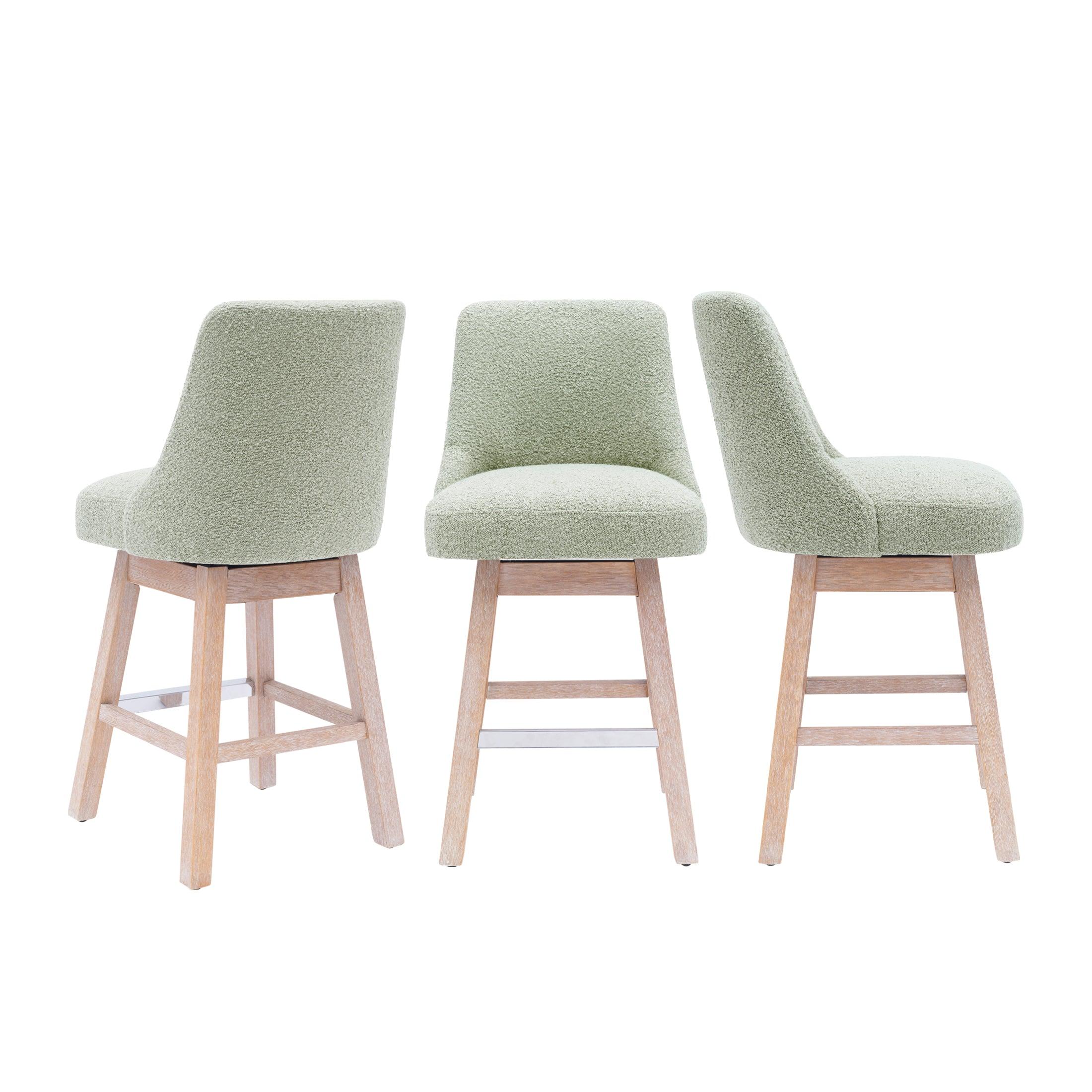 Amélie 26" Upholstered Swivel Counter Height Bar Stools (Set of 3) - Costaelm