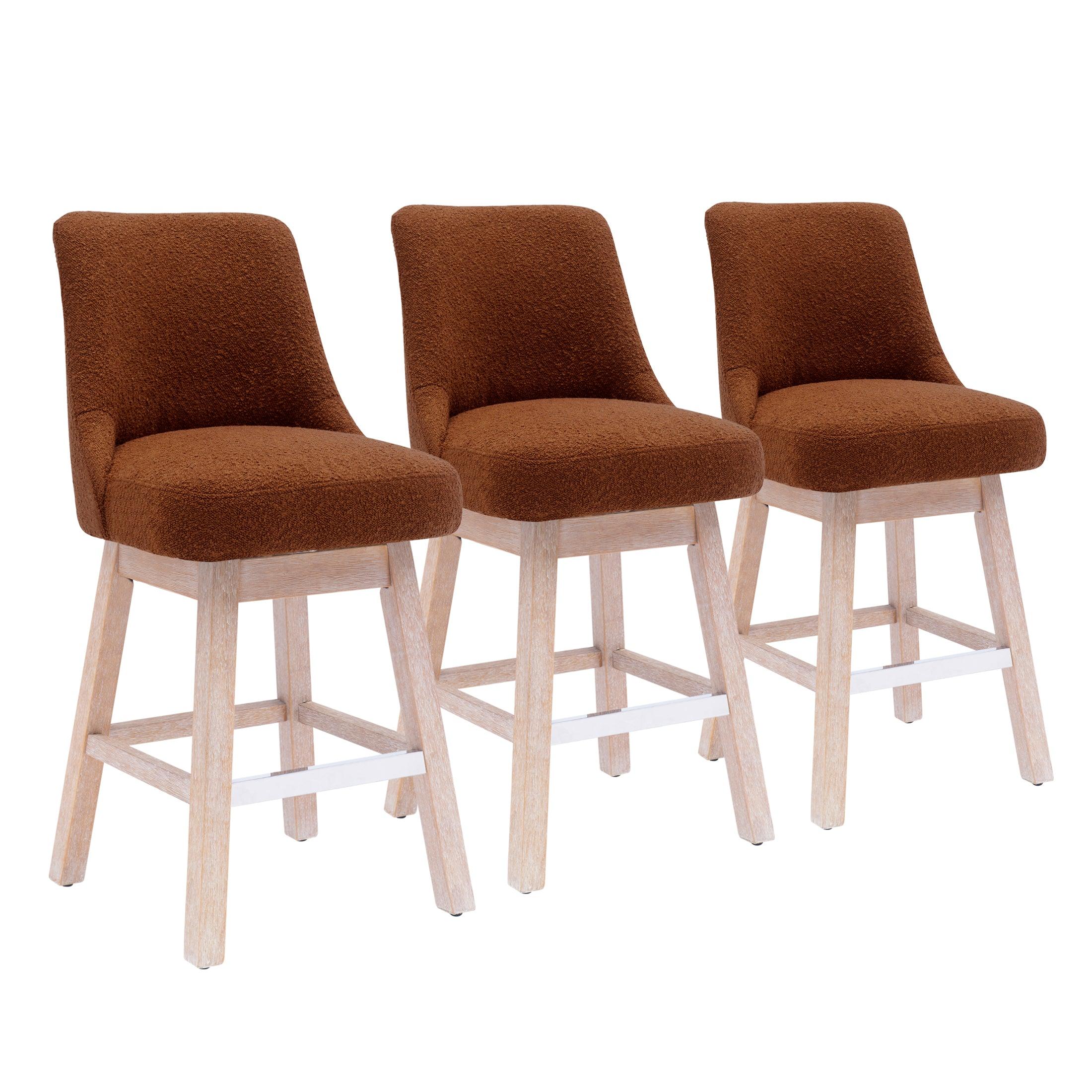 Amélie 26" Upholstered Swivel Counter Height Bar Stools (Set of 3) - Costaelm