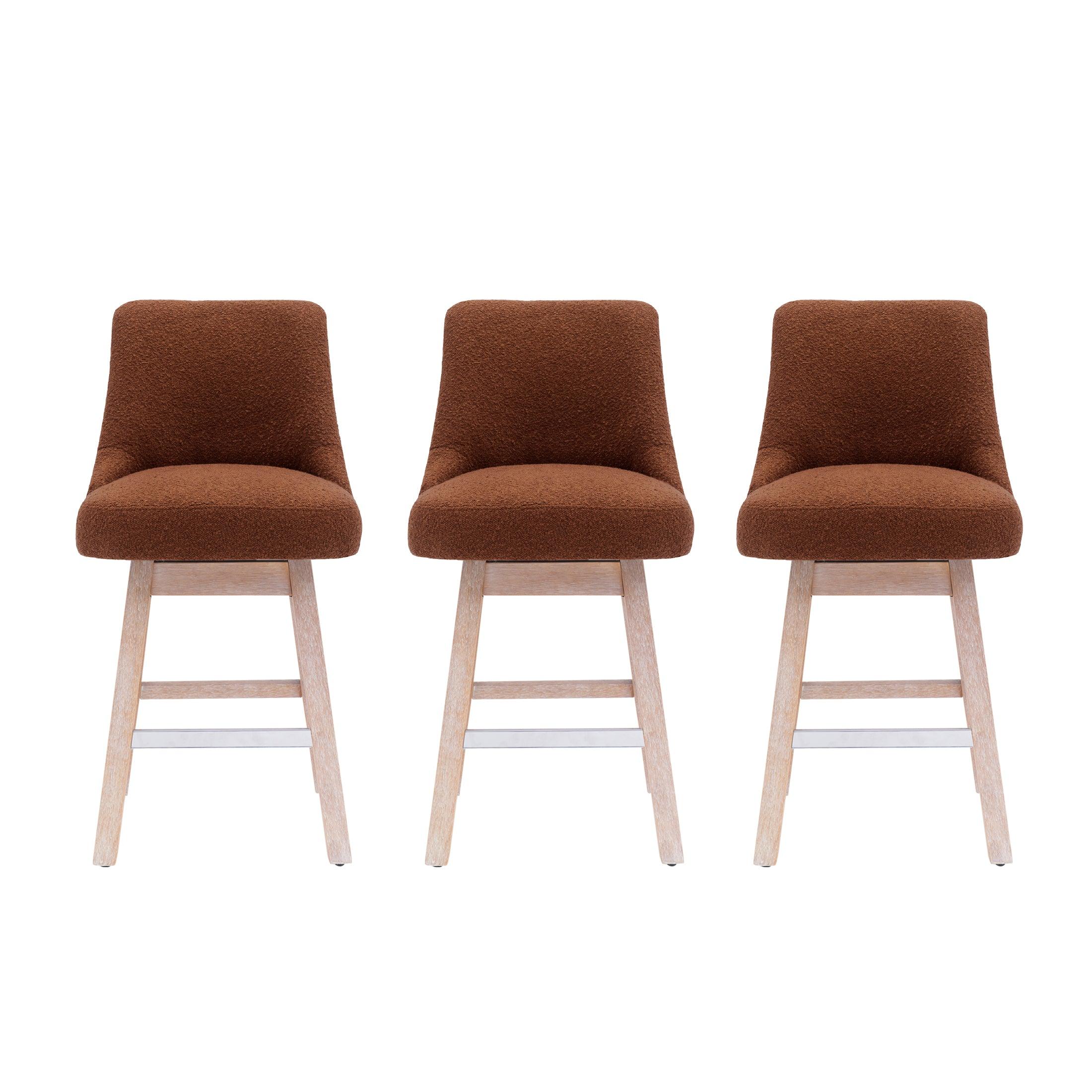 Amélie 26" Upholstered Swivel Counter Height Bar Stools (Set of 3) - Costaelm