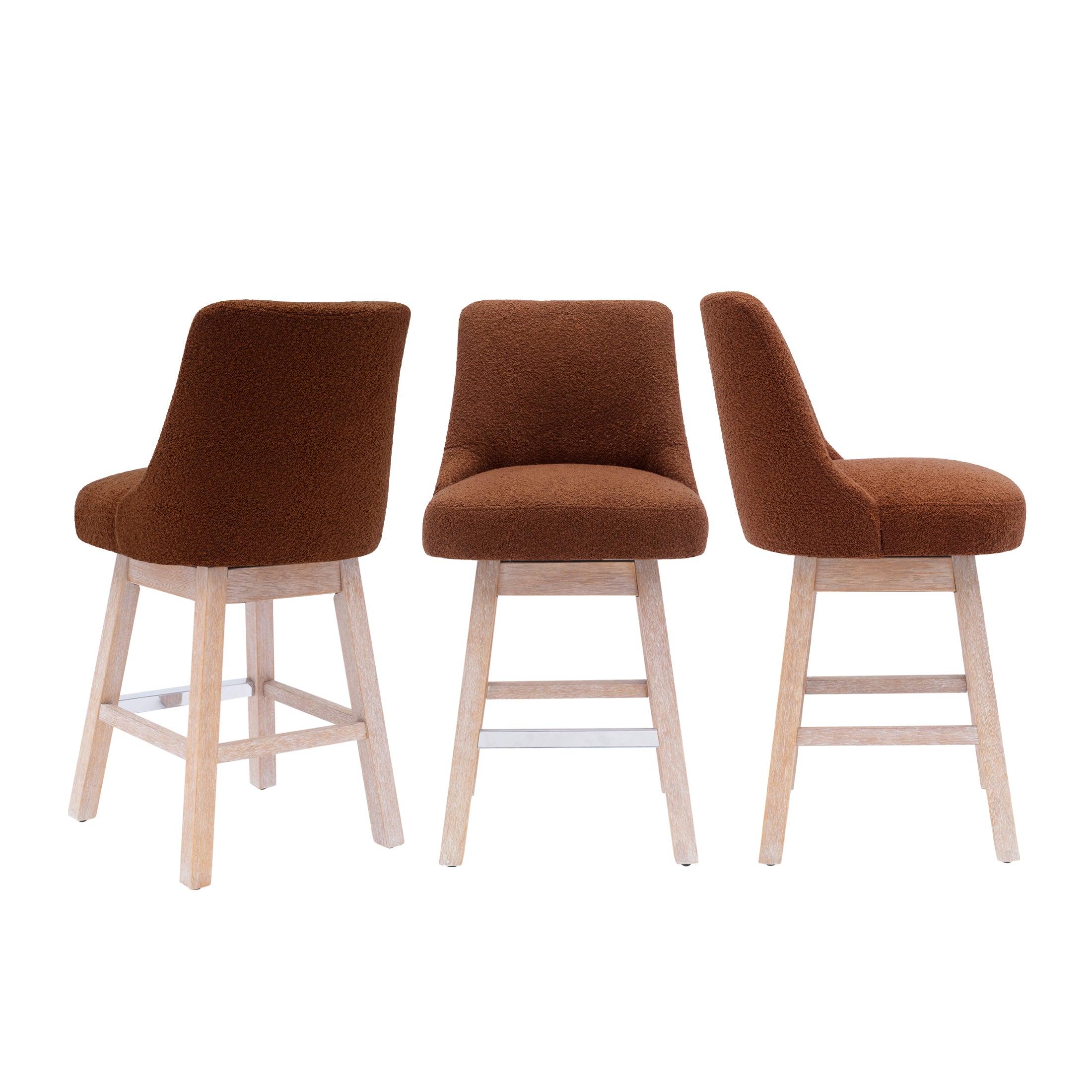 Amélie 26" Upholstered Swivel Counter Height Bar Stools (Set of 3) - Costaelm