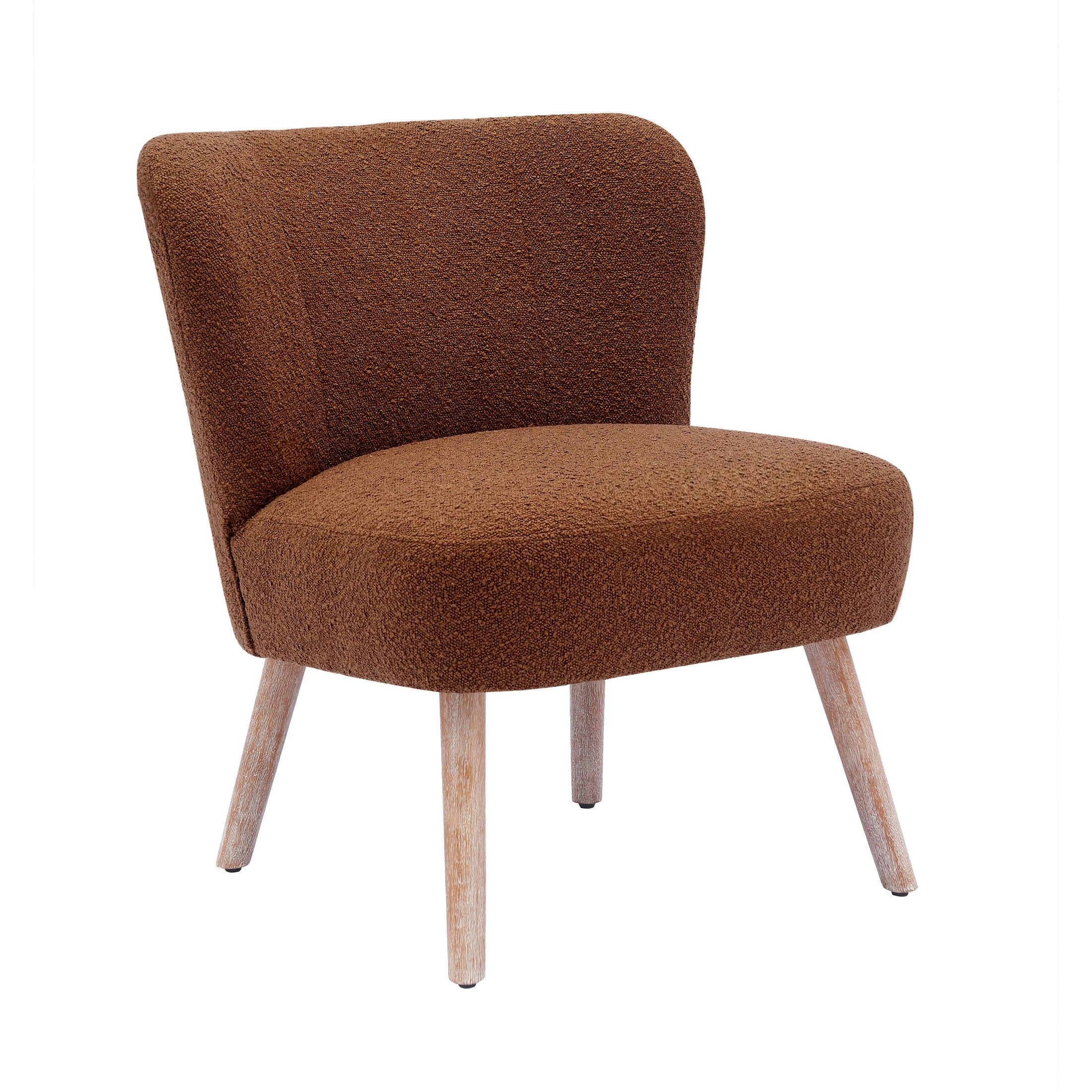 Amélie 4 Piece Mid-Century Boucle Accent Chairs with Ottoman Foot Rest Set - Costaelm