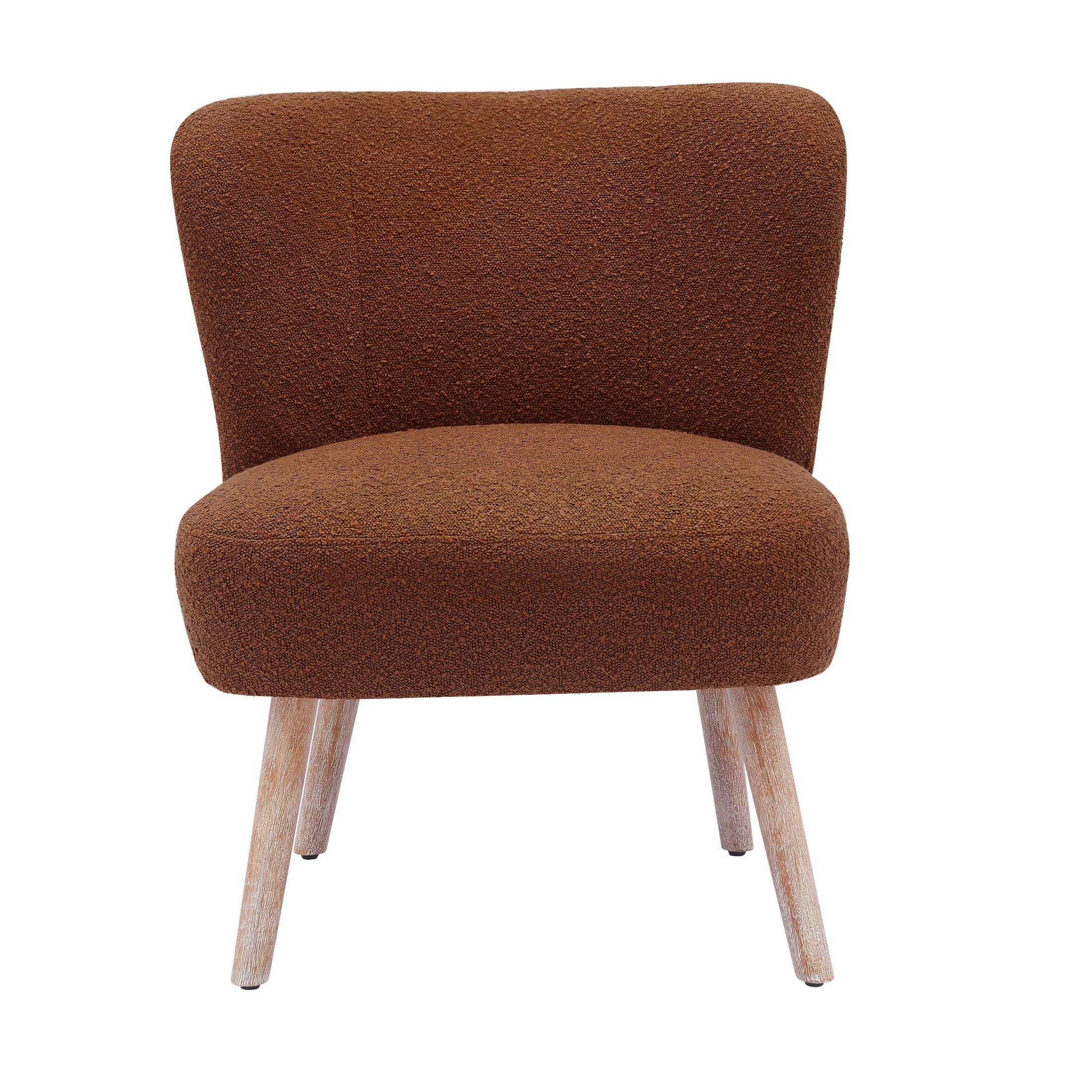 Amélie 4 Piece Mid-Century Boucle Accent Chairs with Ottoman Foot Rest Set - Costaelm