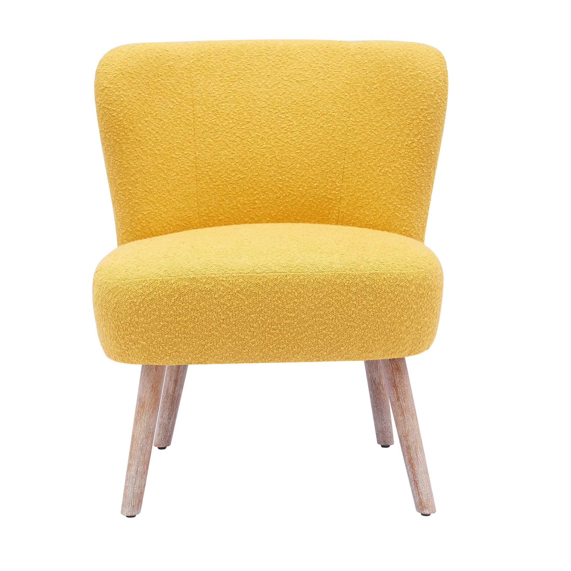 Amélie 4 Piece Mid-Century Boucle Accent Chairs with Ottoman Foot Rest Set - Costaelm