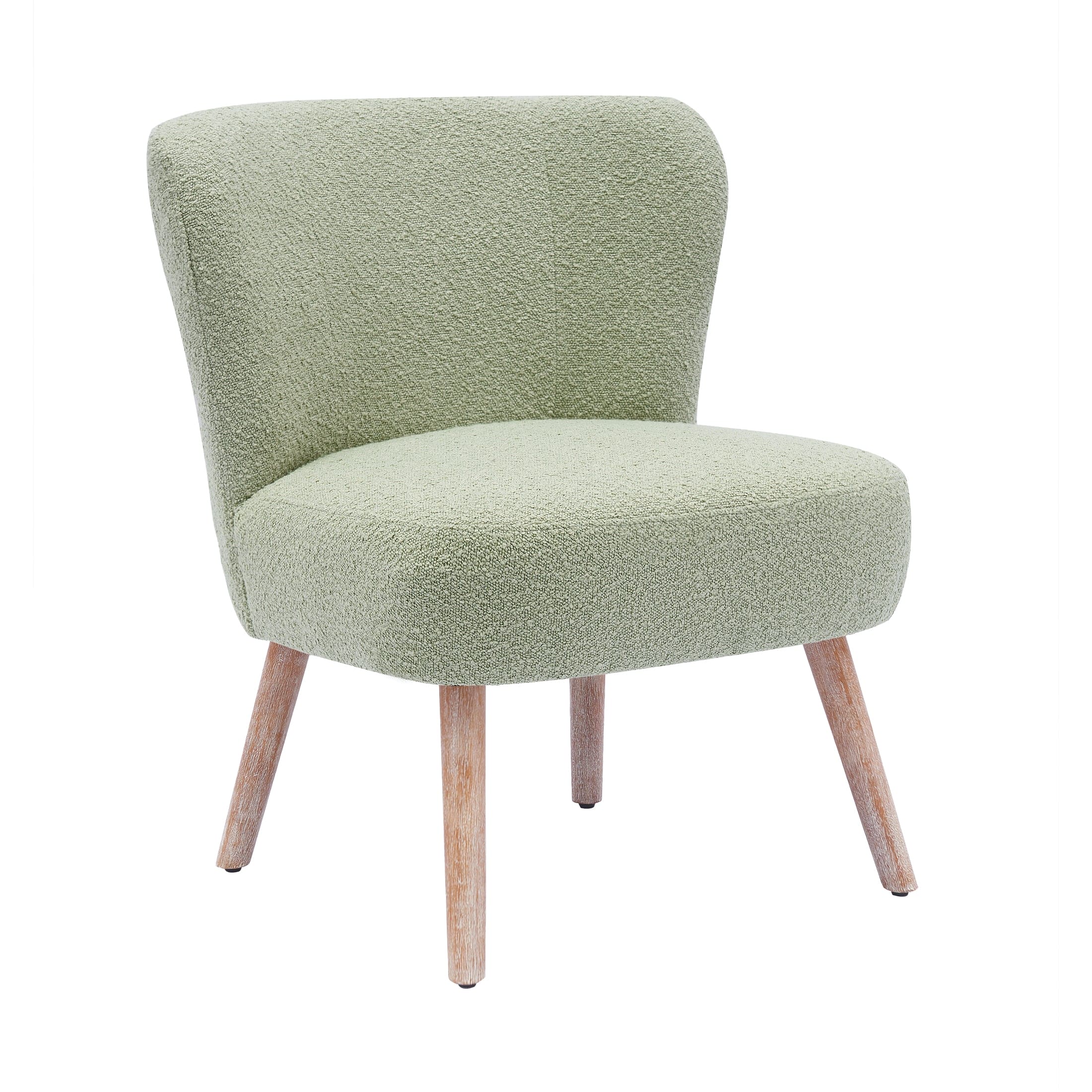 Amélie Mid-Century Boucle Accent Chairs with Ottoman Foot Rest Set