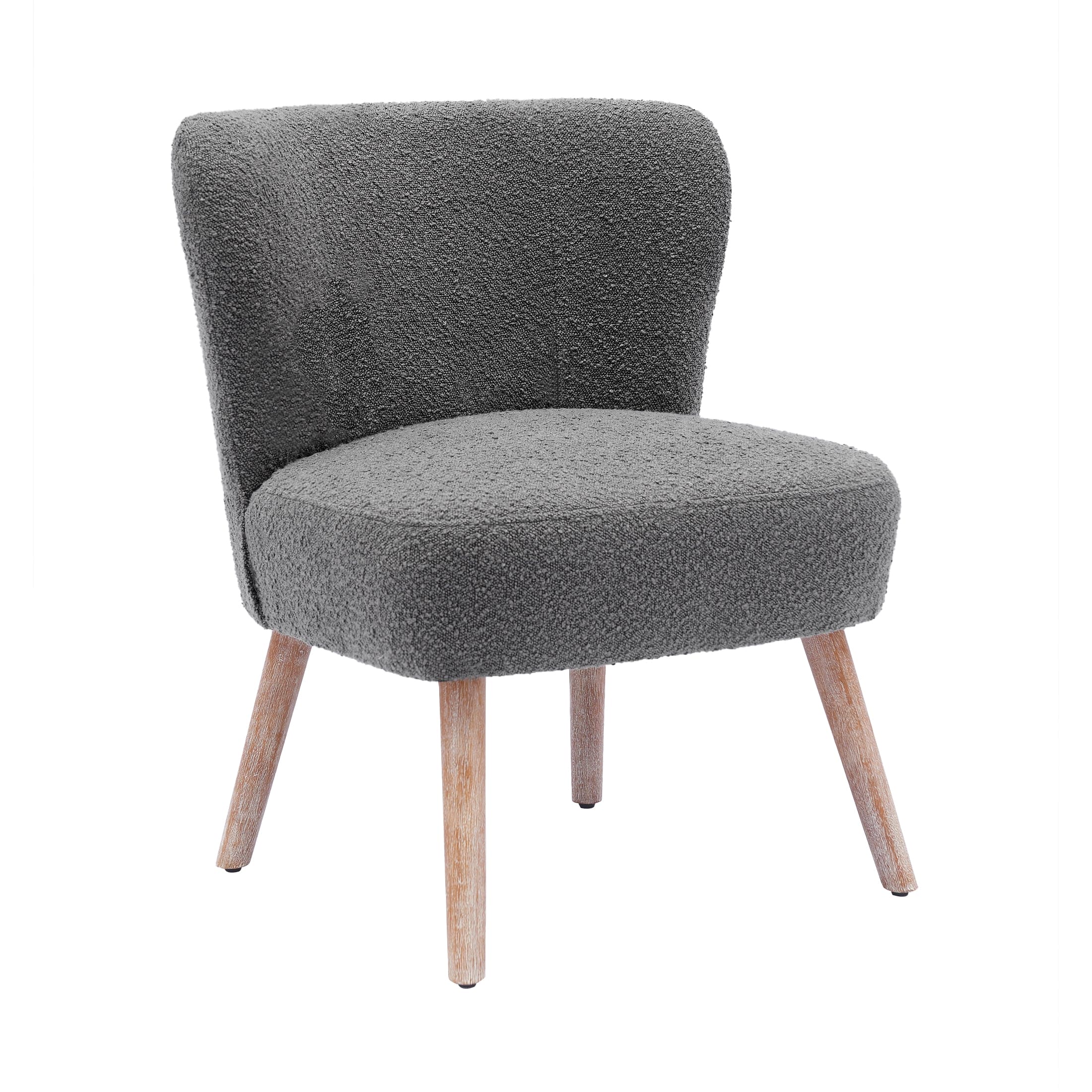 Amélie Mid-Century Boucle Accent Chairs with Ottoman Foot Rest Set