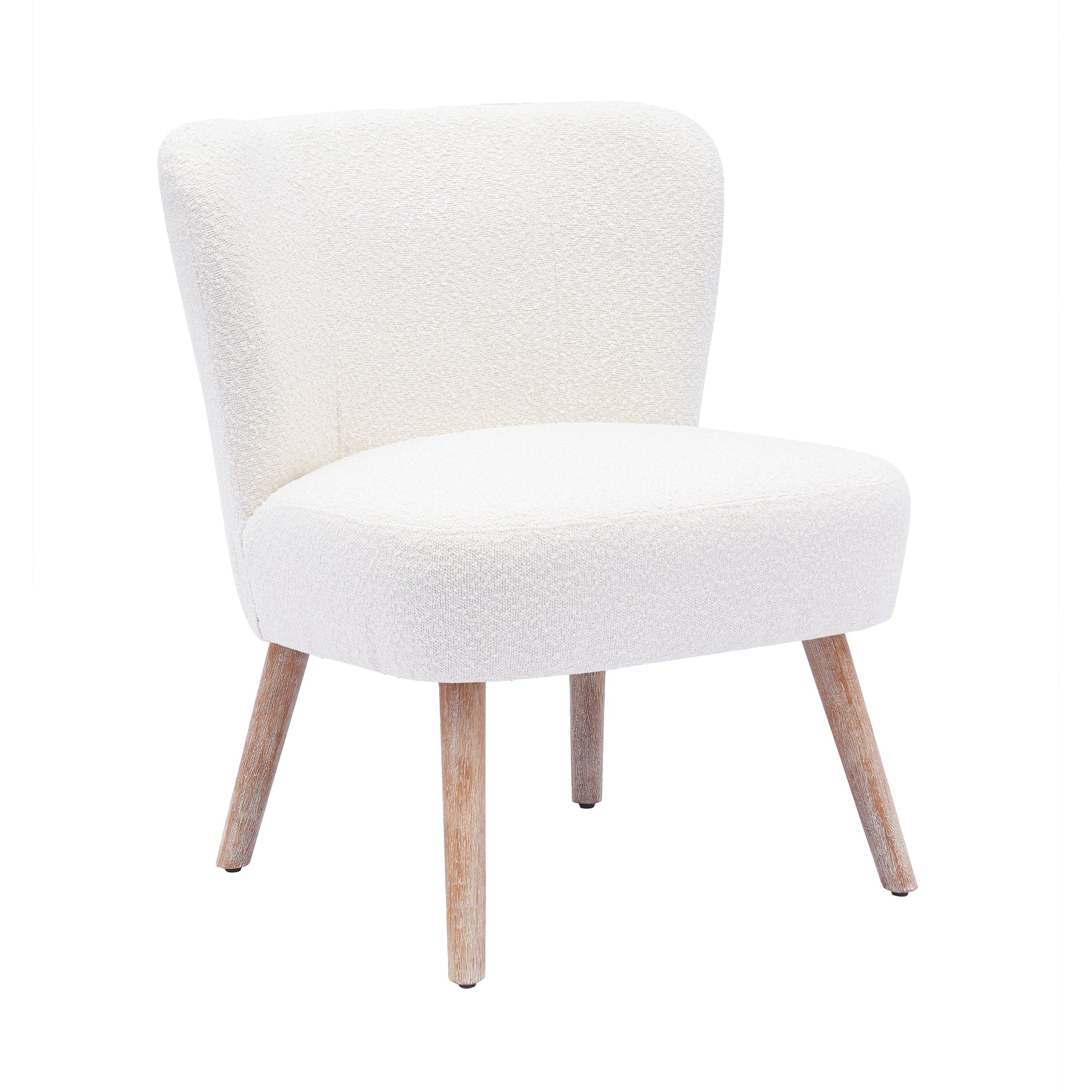 Amélie Mid-Century Boucle Accent Chairs with Ottoman Foot Rest Set