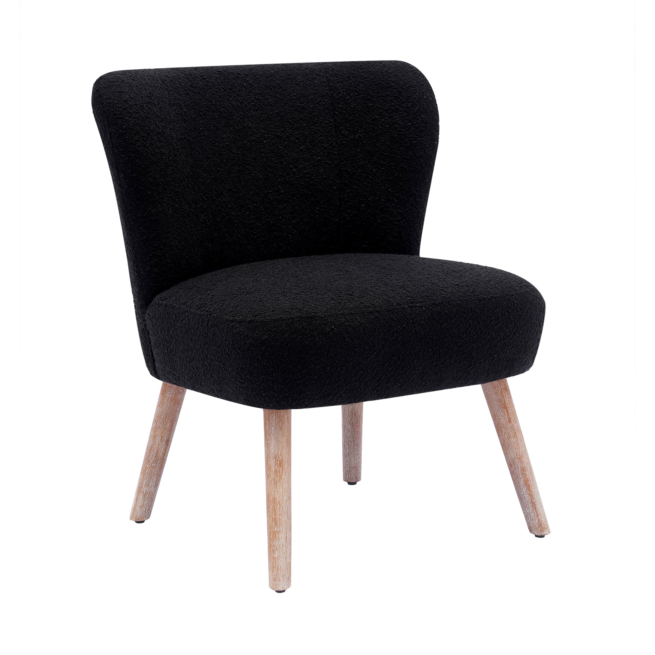 Amélie Mid-Century Boucle Accent Chairs with Ottoman Foot Rest Set