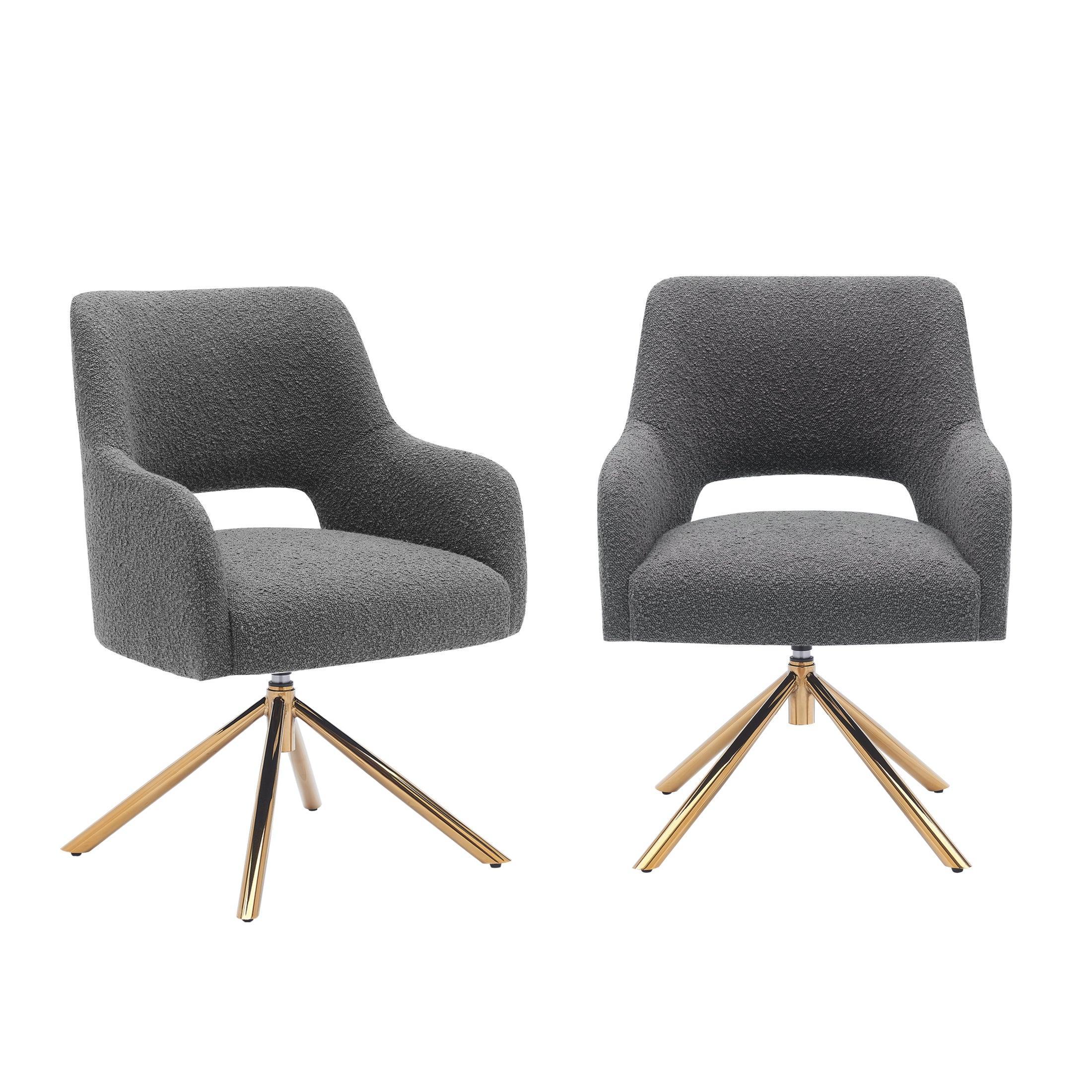 Amélie Mid-Century Modern Wide Boucle Swivel Accent Chair (Set of 2) - Costaelm