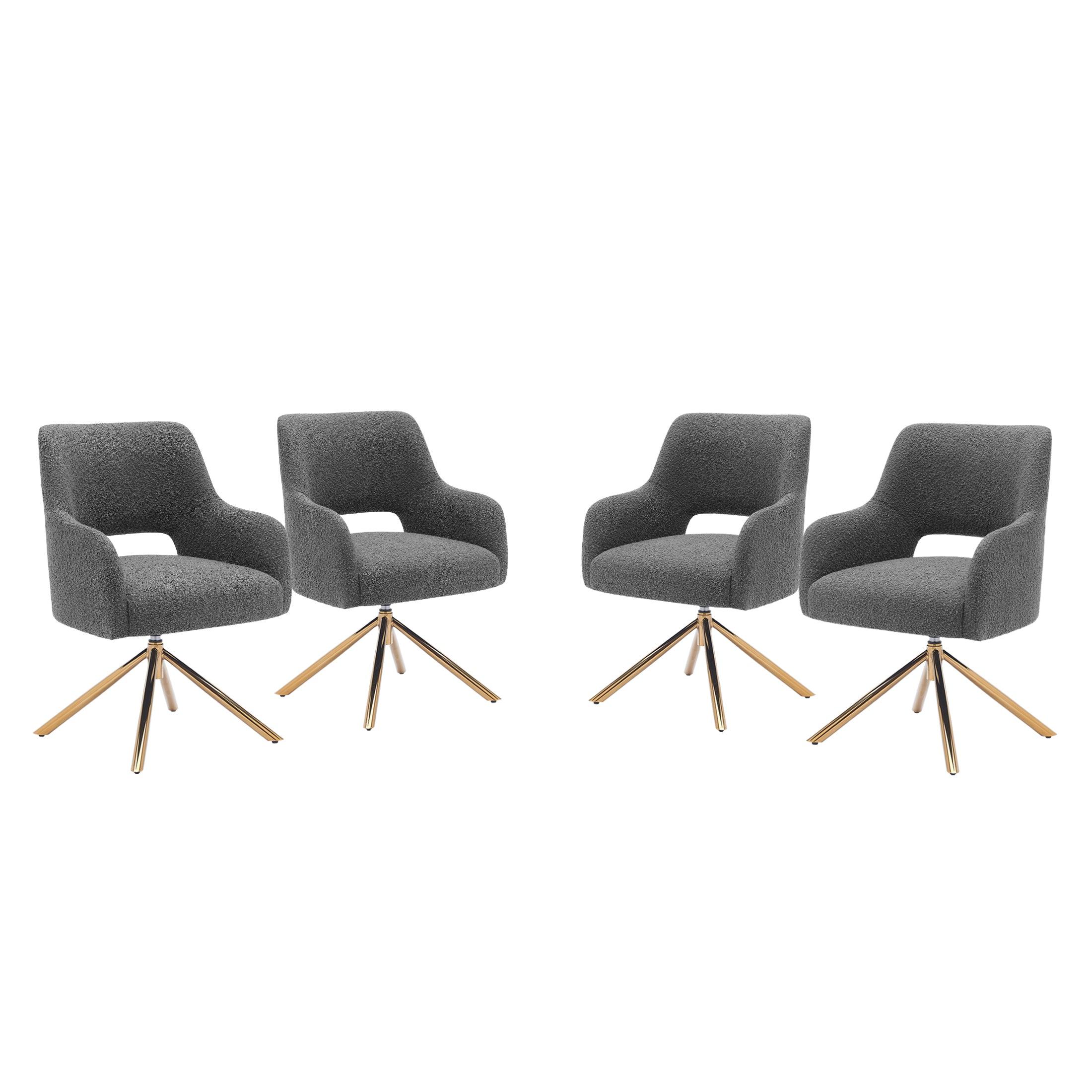 Amélie Mid-Century Modern Wide Boucle Swivel Accent Chair (Set of 4) - Costaelm