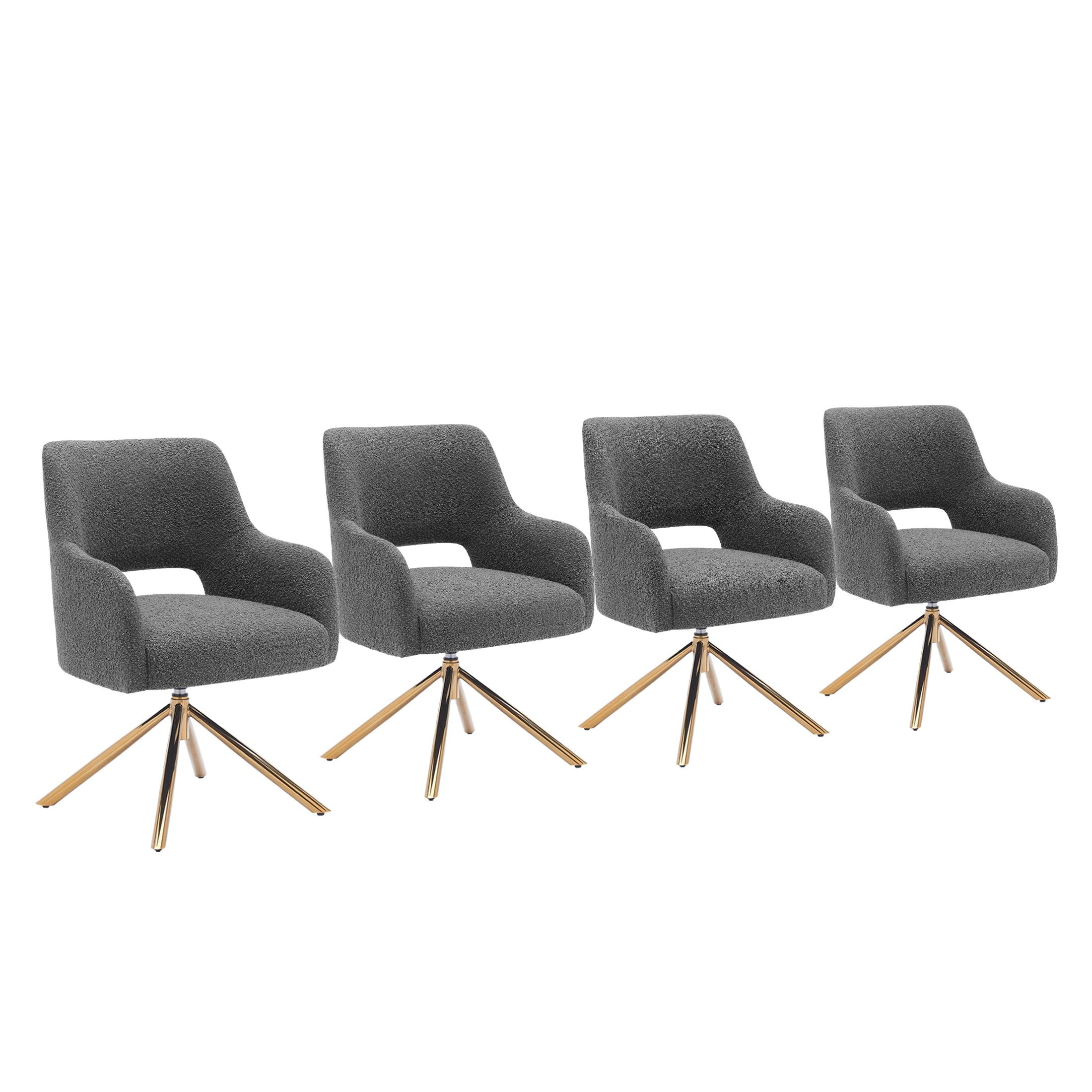 Amélie Mid-Century Modern Wide Boucle Swivel Accent Chair (Set of 4) - Costaelm