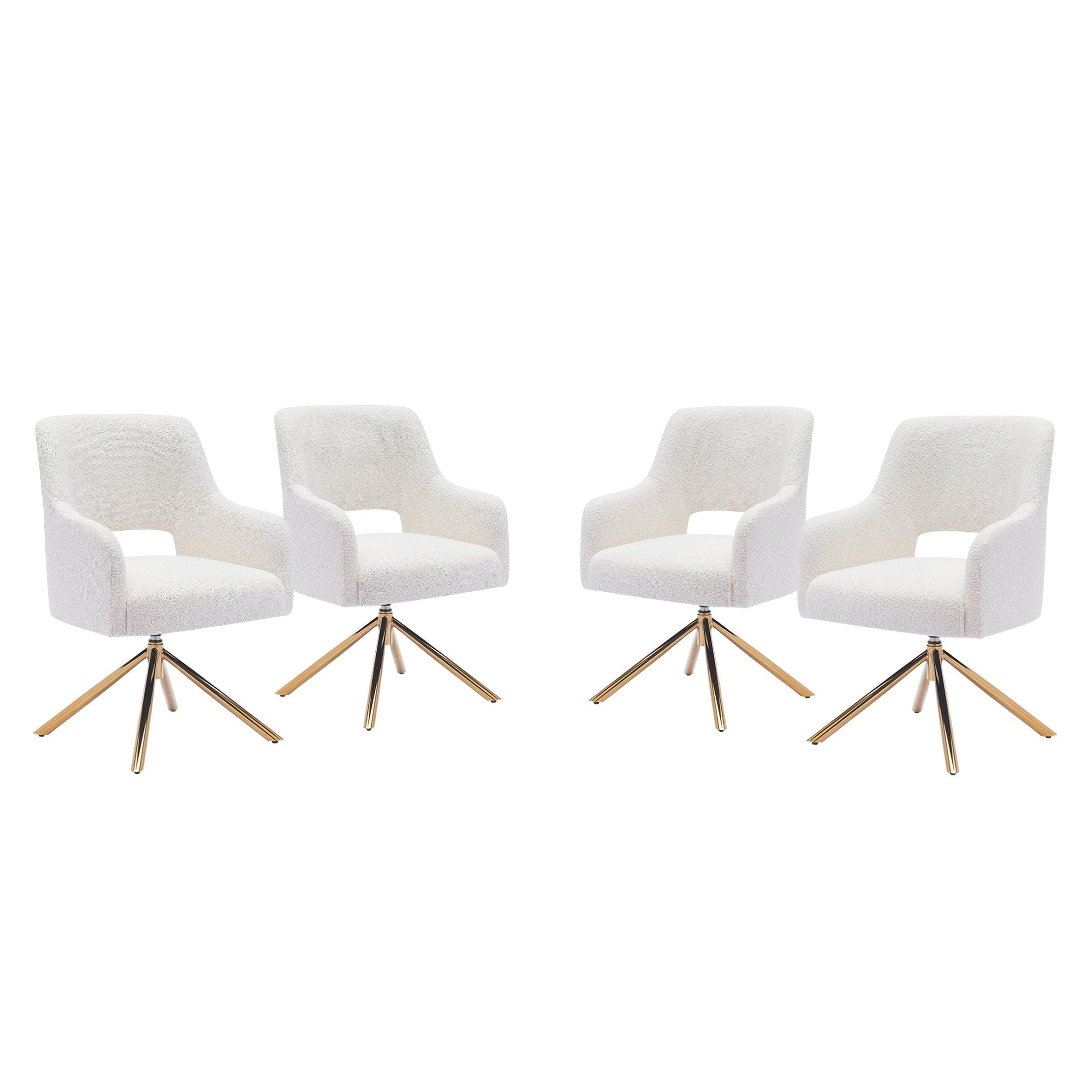 Amélie Mid-Century Modern Wide Boucle Swivel Accent Chair (Set of 4) - Costaelm