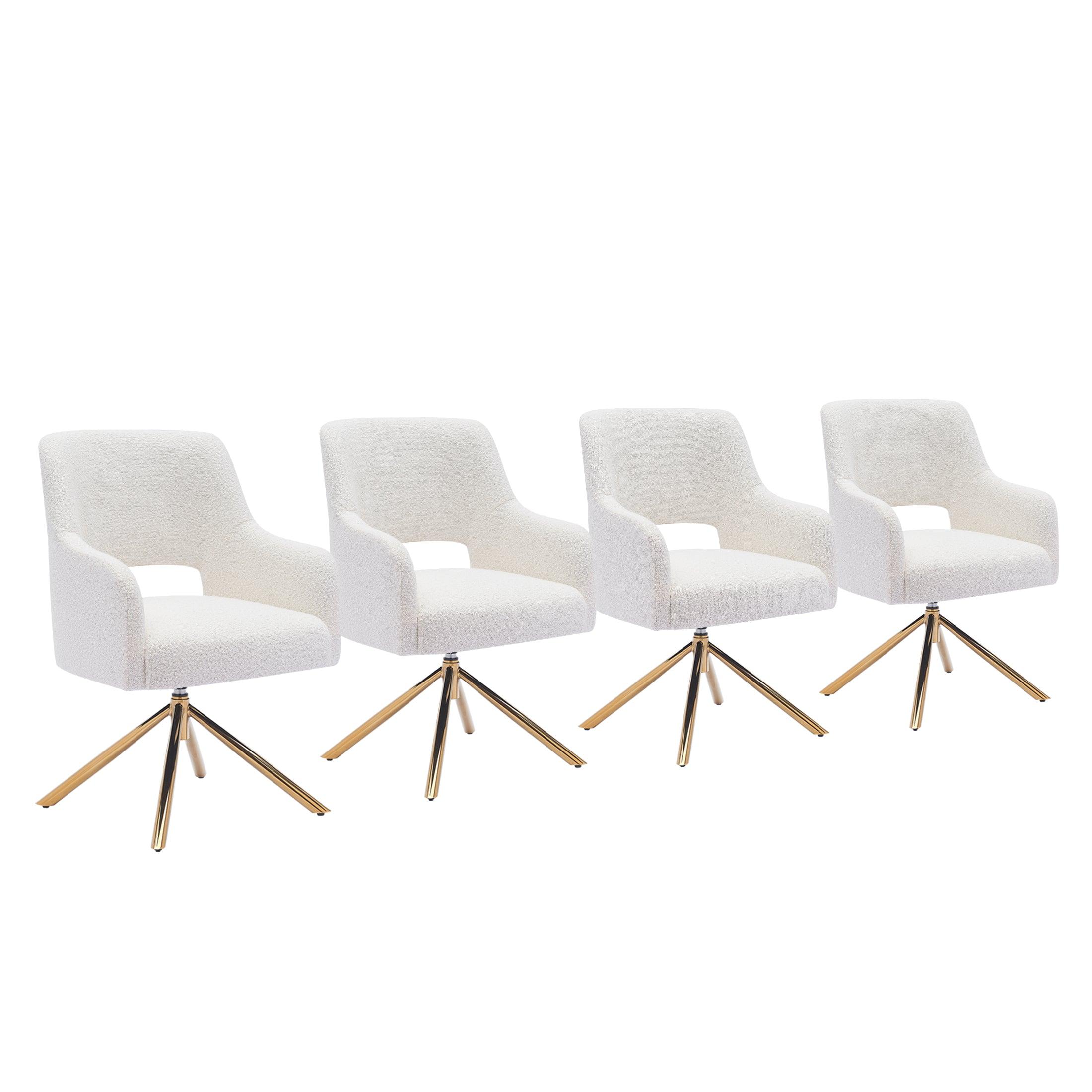 Amélie Mid-Century Modern Wide Boucle Swivel Accent Chair (Set of 4) - Costaelm