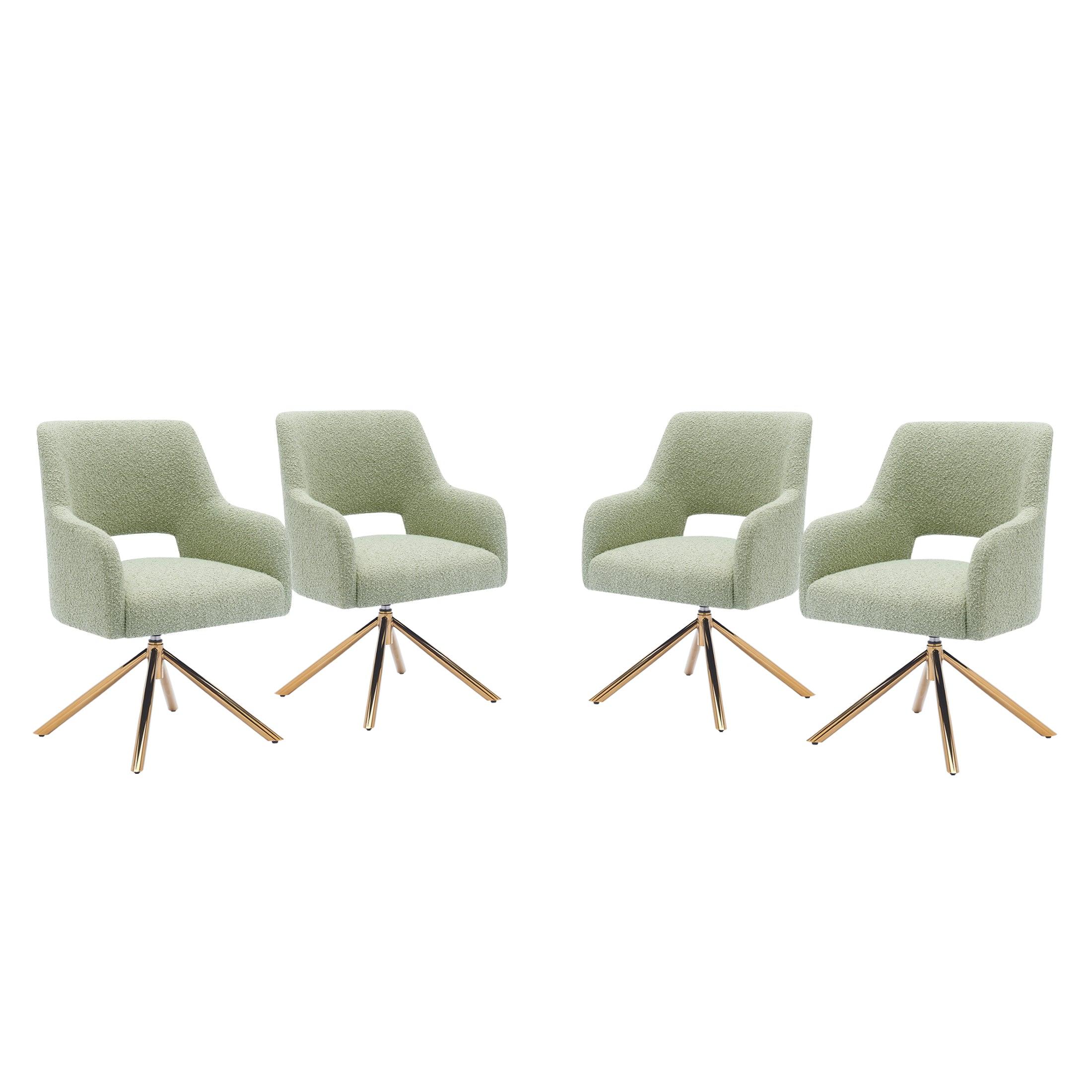 Amélie Mid-Century Modern Wide Boucle Swivel Accent Chair (Set of 4) - Costaelm