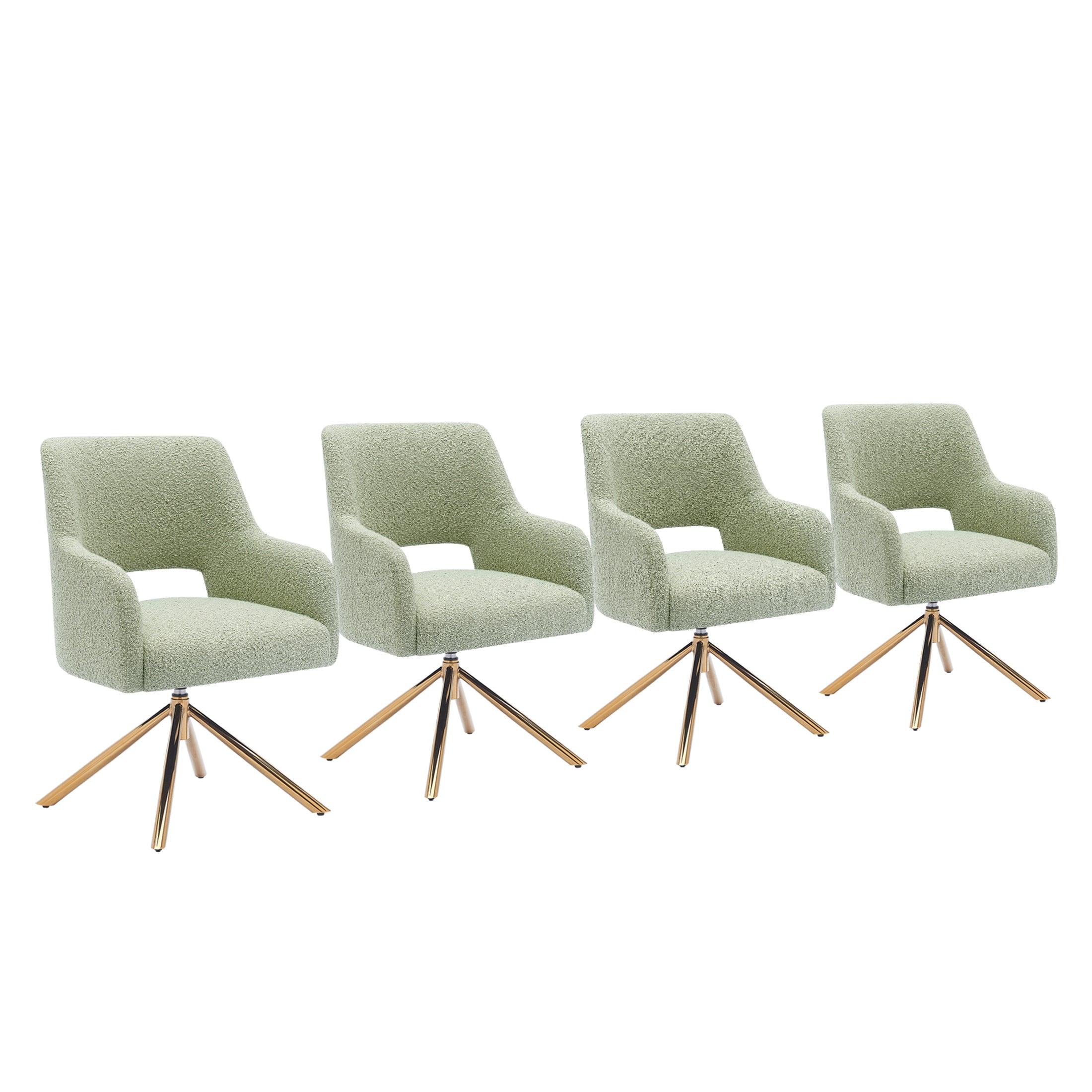 Amélie Mid-Century Modern Wide Boucle Swivel Accent Chair (Set of 4) - Costaelm