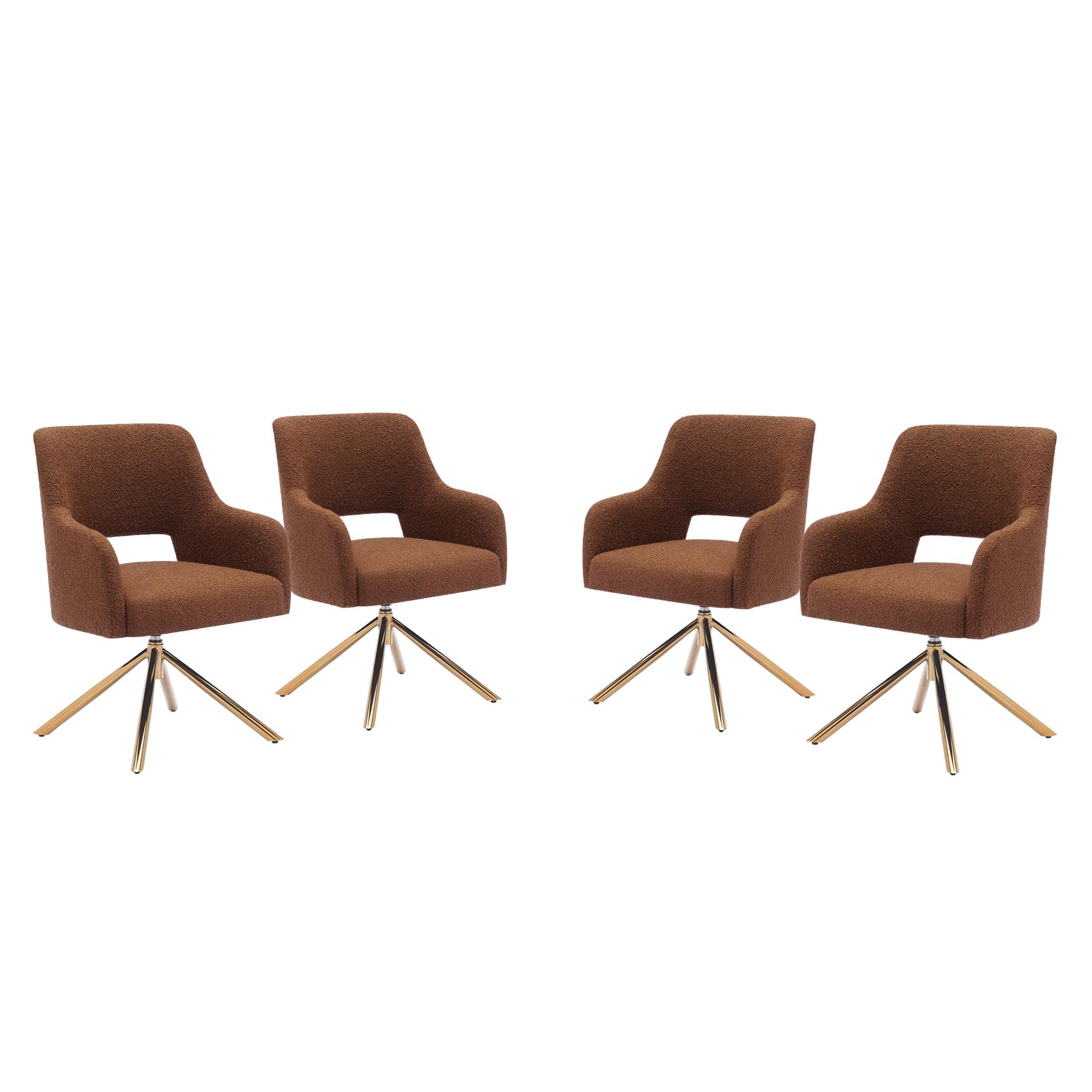 Amélie Mid-Century Modern Wide Boucle Swivel Accent Chair (Set of 4) - Costaelm