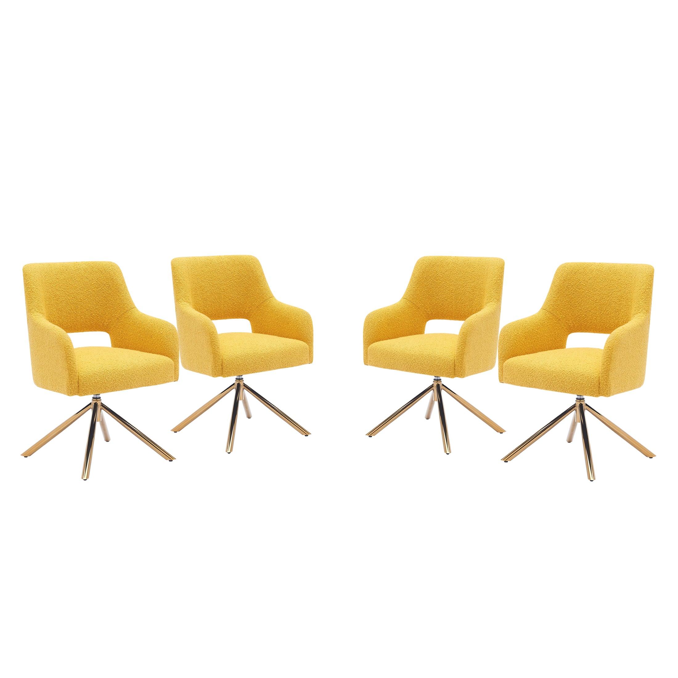 Amélie Mid-Century Modern Wide Boucle Swivel Accent Chair (Set of 4) - Costaelm