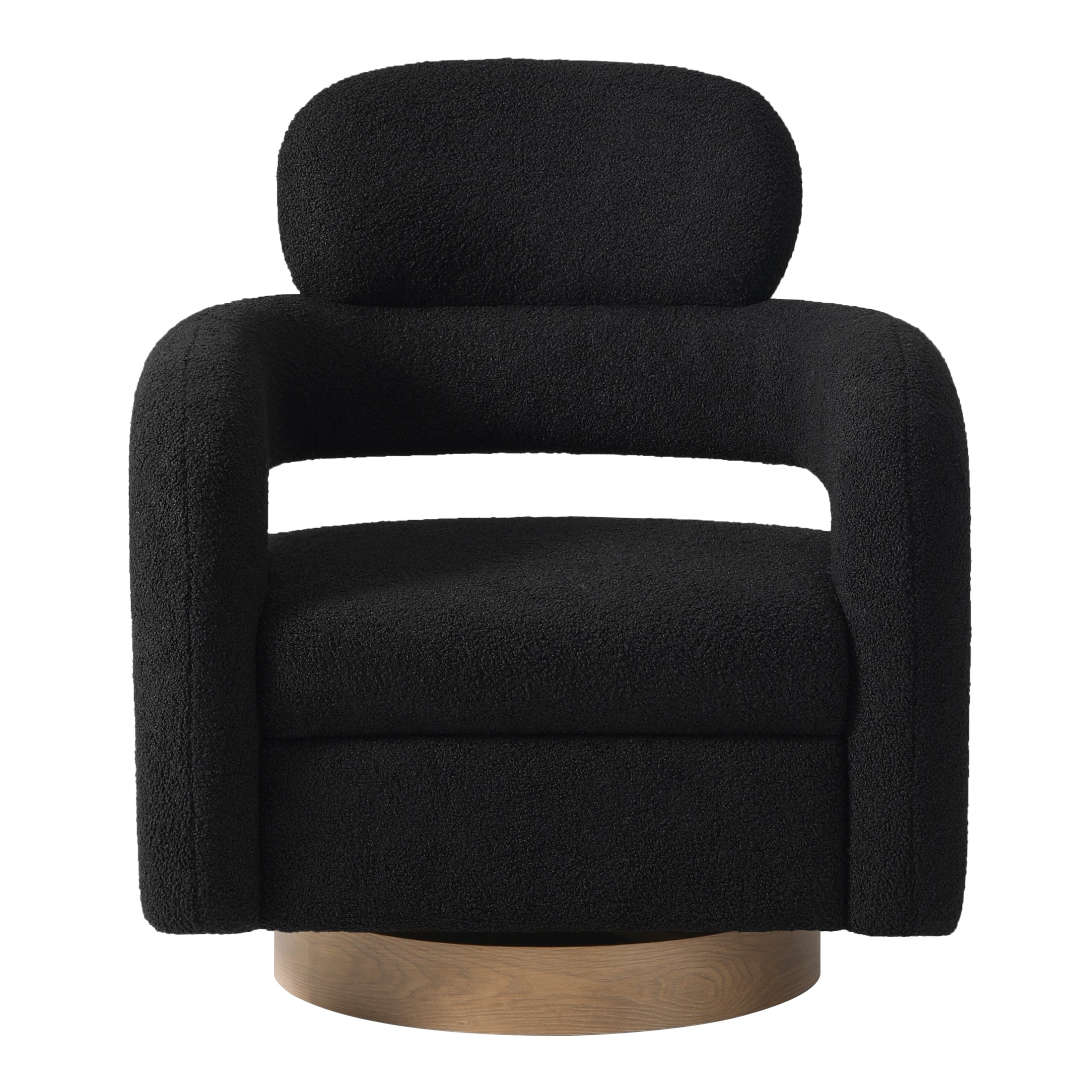 Celine Mid-Century Modern Round Sherpa Swivel Barrel Accent Chair