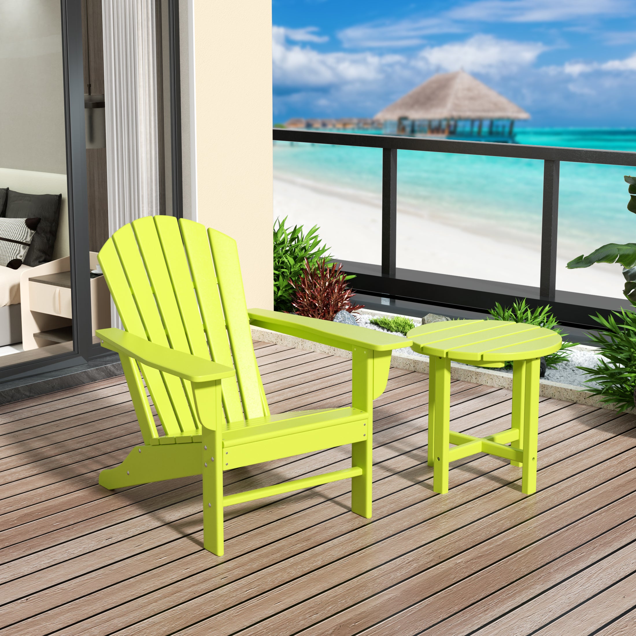 Portside Dylan Outdoor Adirondack Chair with Side Table Set