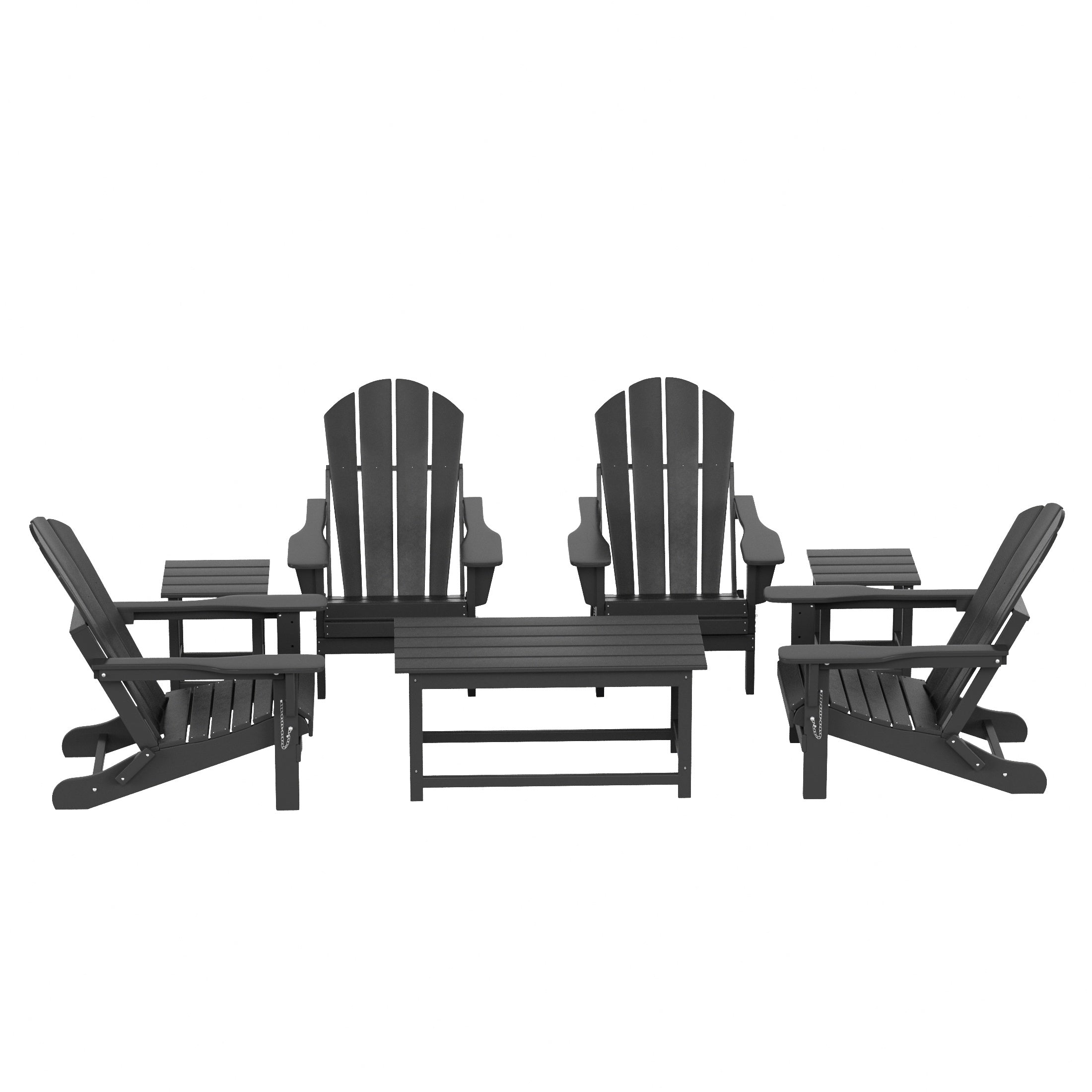 Paradise Westintrends 7-Piece set Outdoor / Patio Adirondack chairs with a Coffee and tWestintrends side tables ( 4 seater )