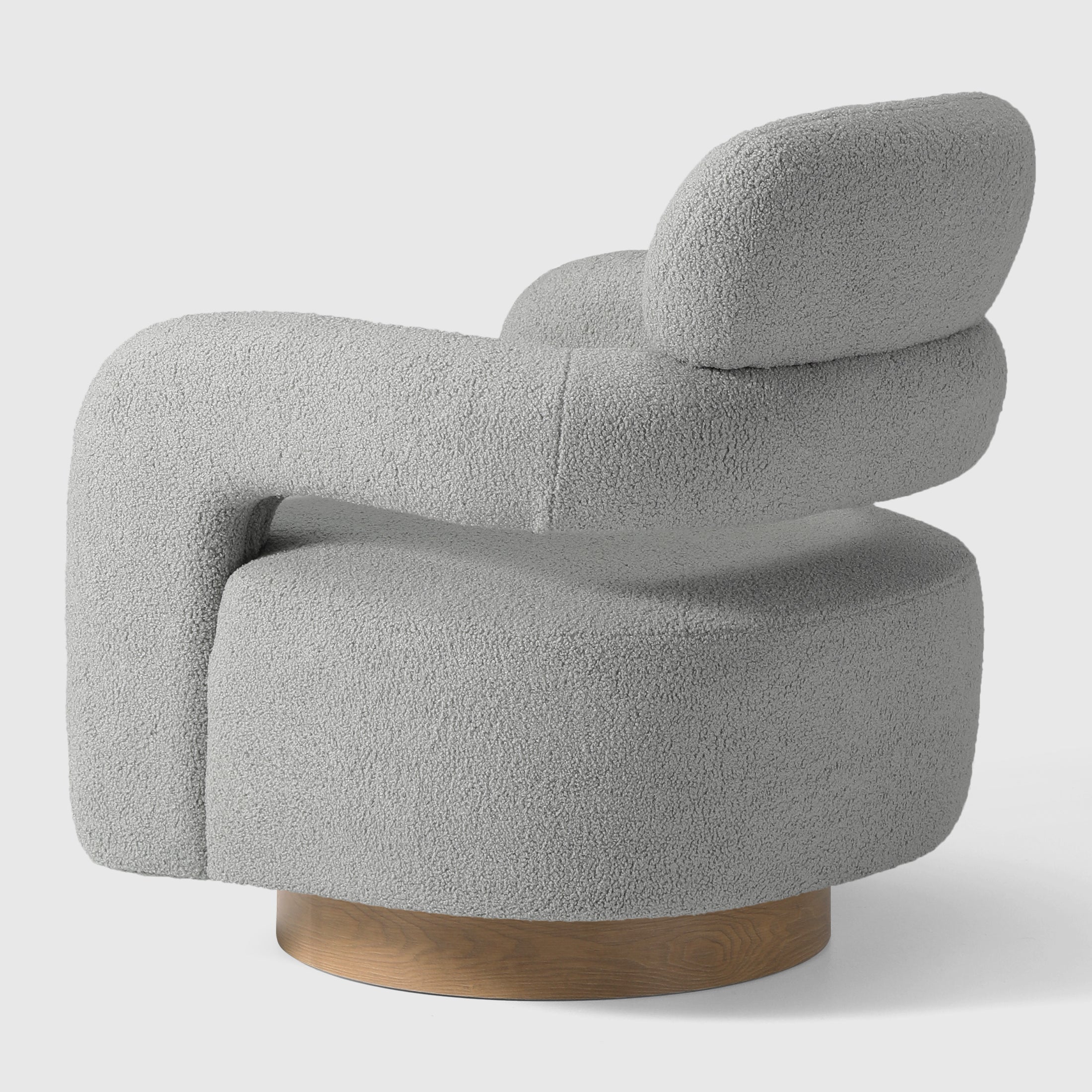 Celine Mid-Century Modern Round Sherpa Swivel Barrel Accent Chair