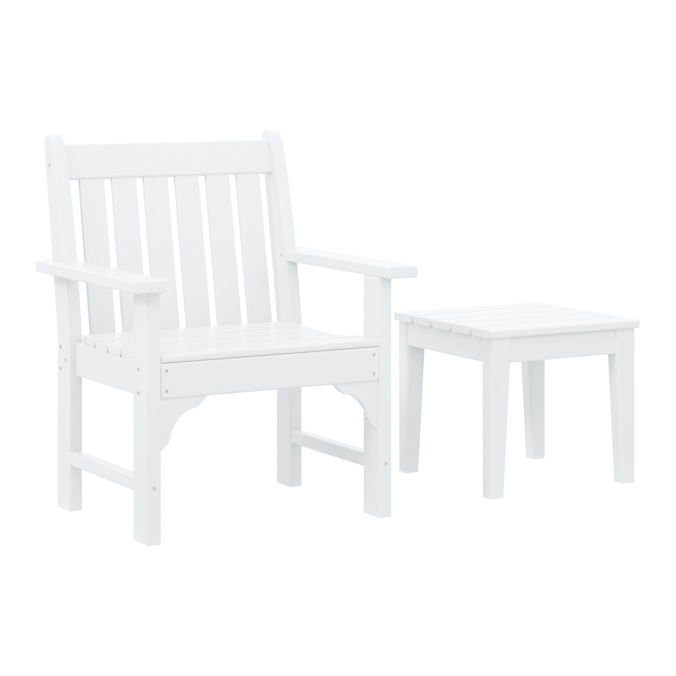 Paradise Outdoor Patio 2-Piece HDPE Adirondack Garden Chair with Square Adirondack Side Table Set