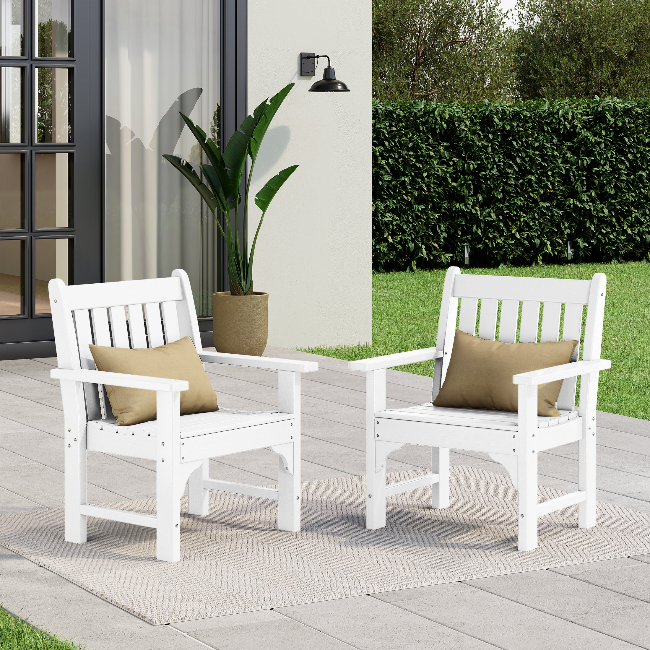 Paradise Outdoor Patio HDPE Garden Dining Arm Chairs (Set of 2)