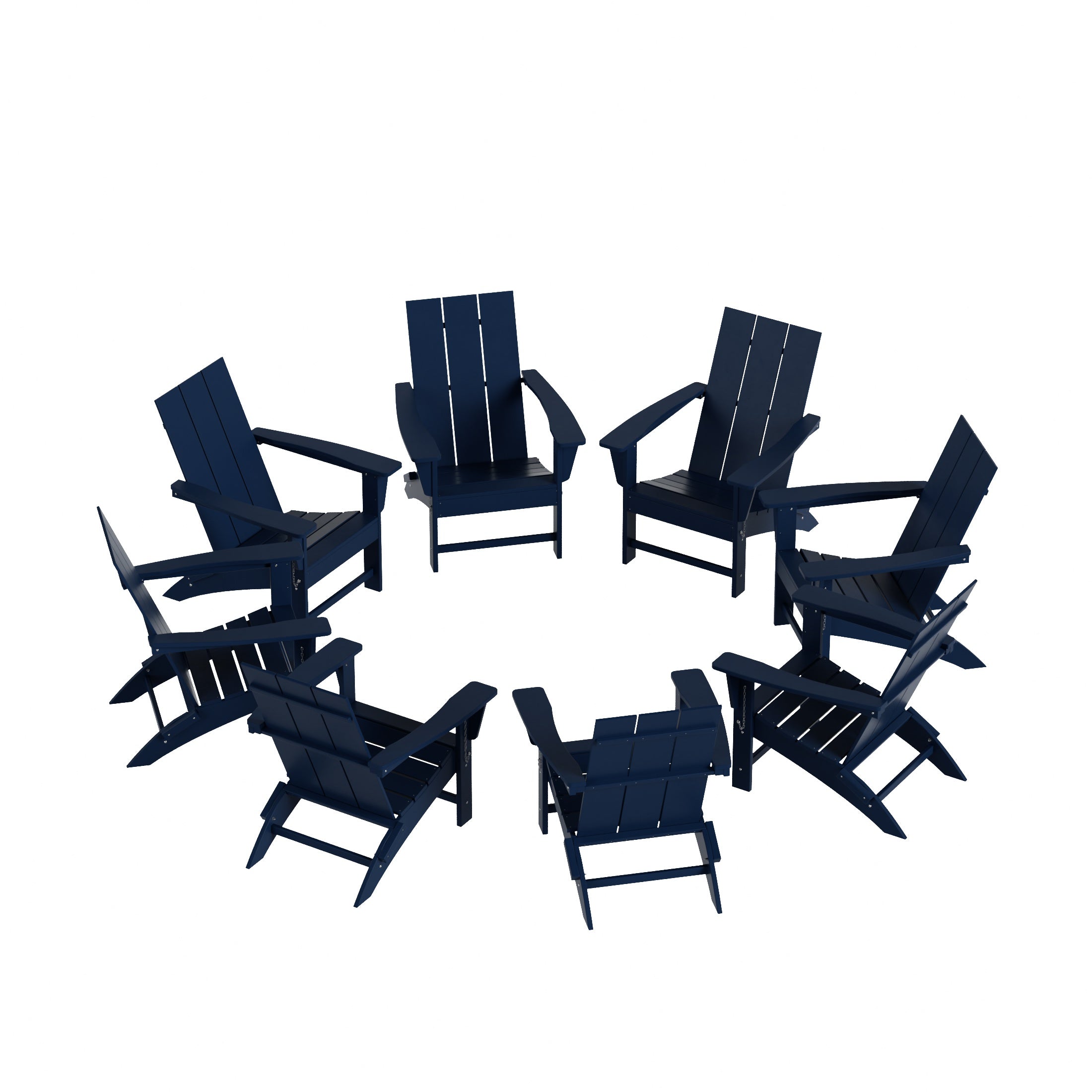 Palms Ashore 8-Piece Modern Poly Folding Adirondack Chair Set