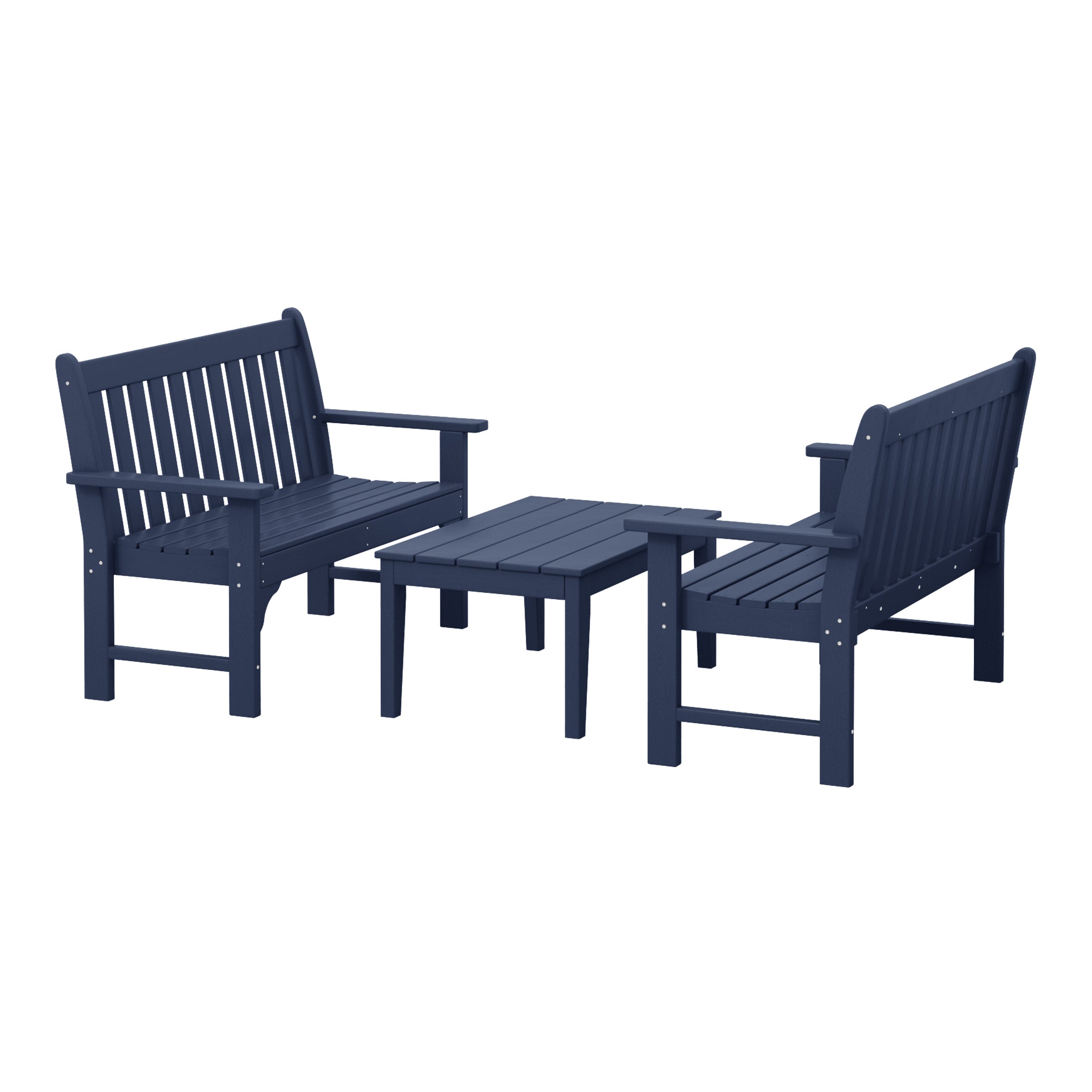 Paradise 3-Piece HDPE Outdoor Patio Furniture Bench and Coffee Table Set