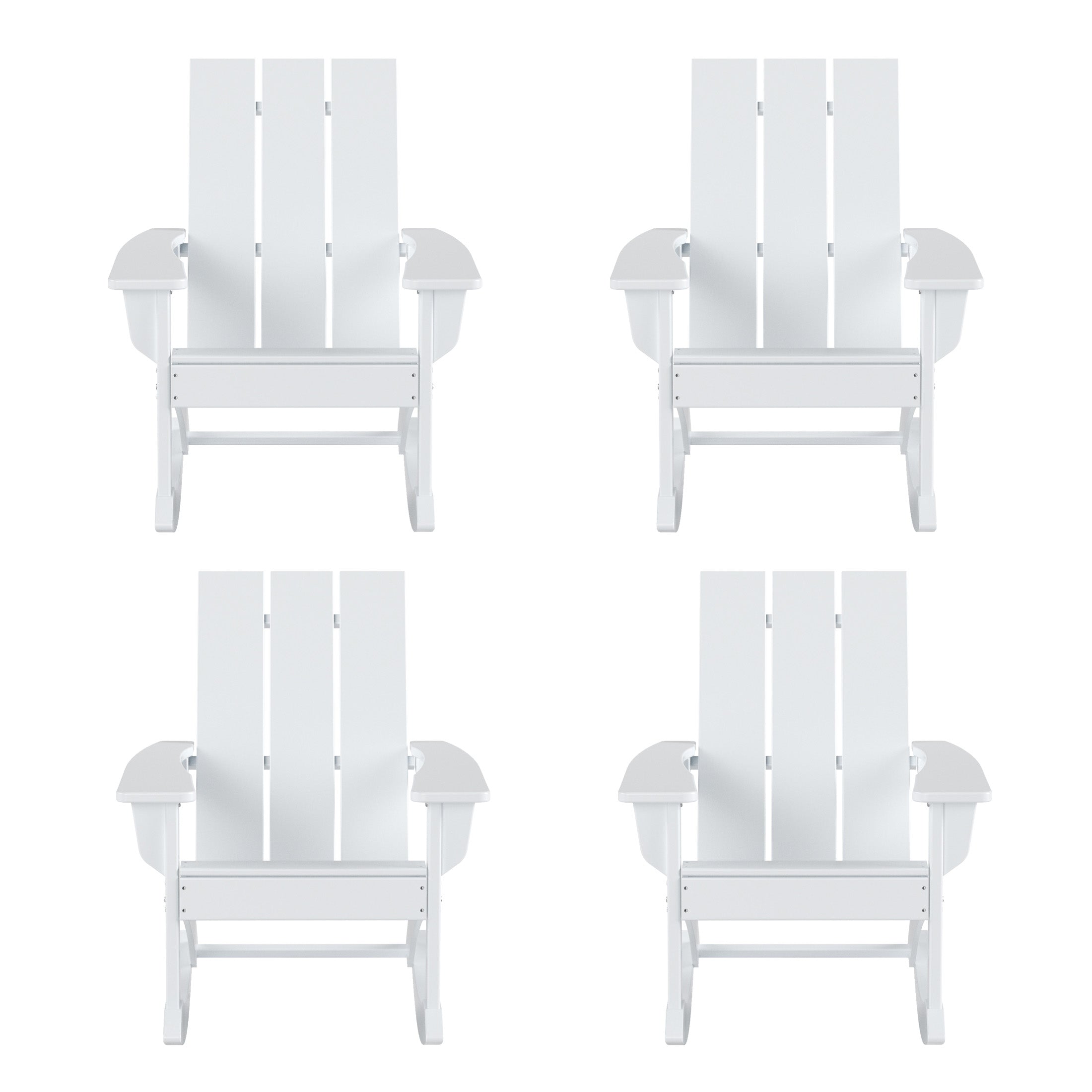 Palms Ashore Outdoor Patio Modern Adirondack Rocking Chair (Set of 4)